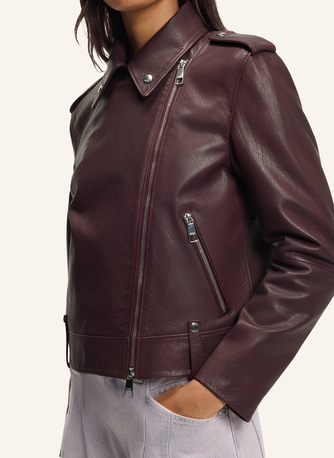 BOSS Lederjacke C_SANDY Regular Fit: DUNKELBRAUN