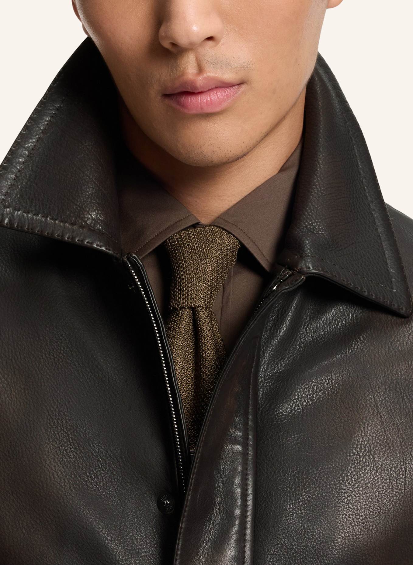 BOSS Lederjacke L-MABOR1 Regular Fit: DUNKELBRAUN