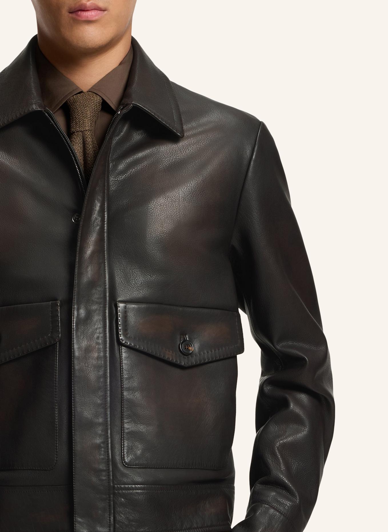 BOSS Lederjacke L-MABOR1 Regular Fit: DUNKELBRAUN