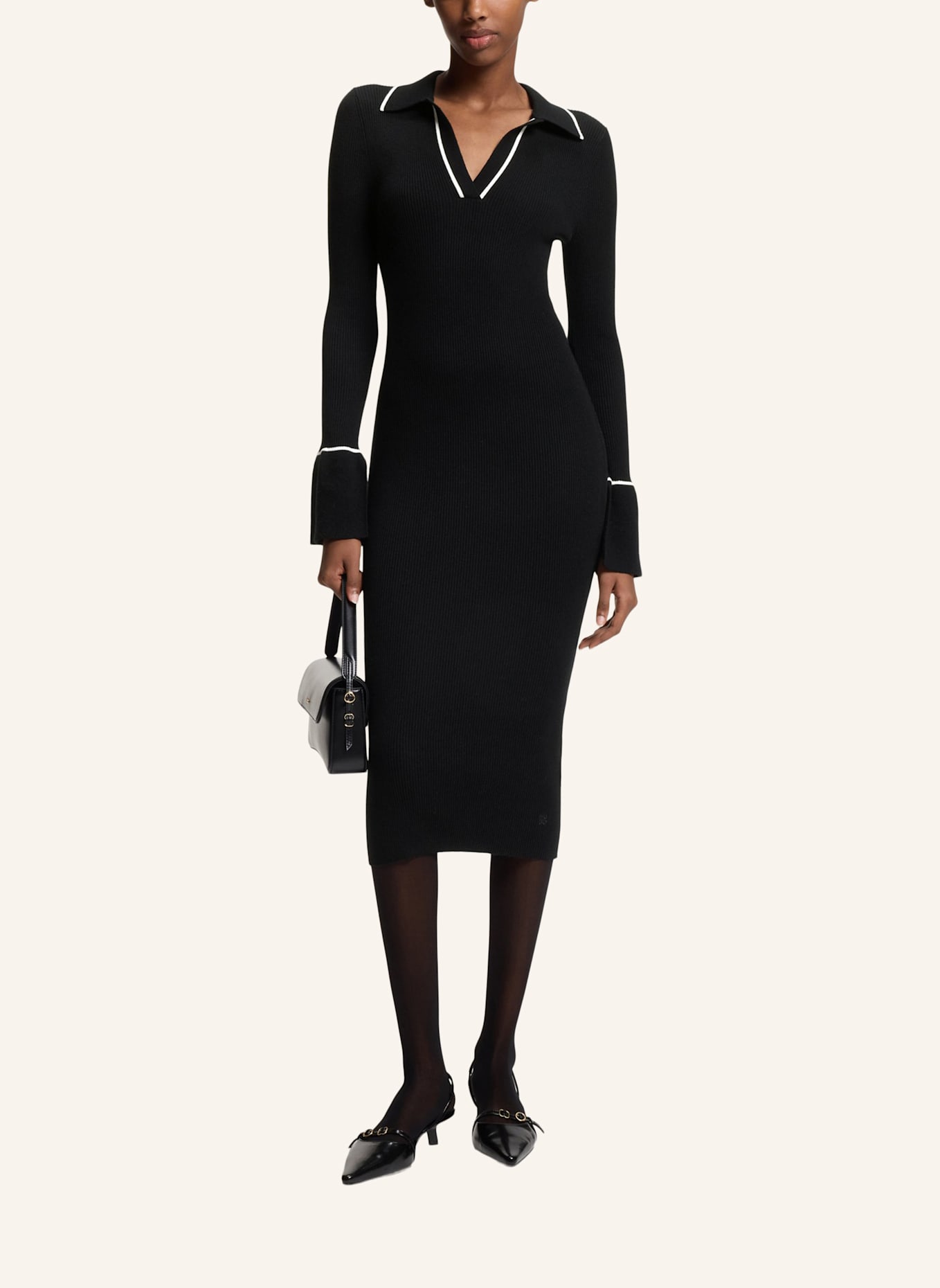 HUGO Gestricktes Kleid SAMURY Slim Fit: SCHWARZ