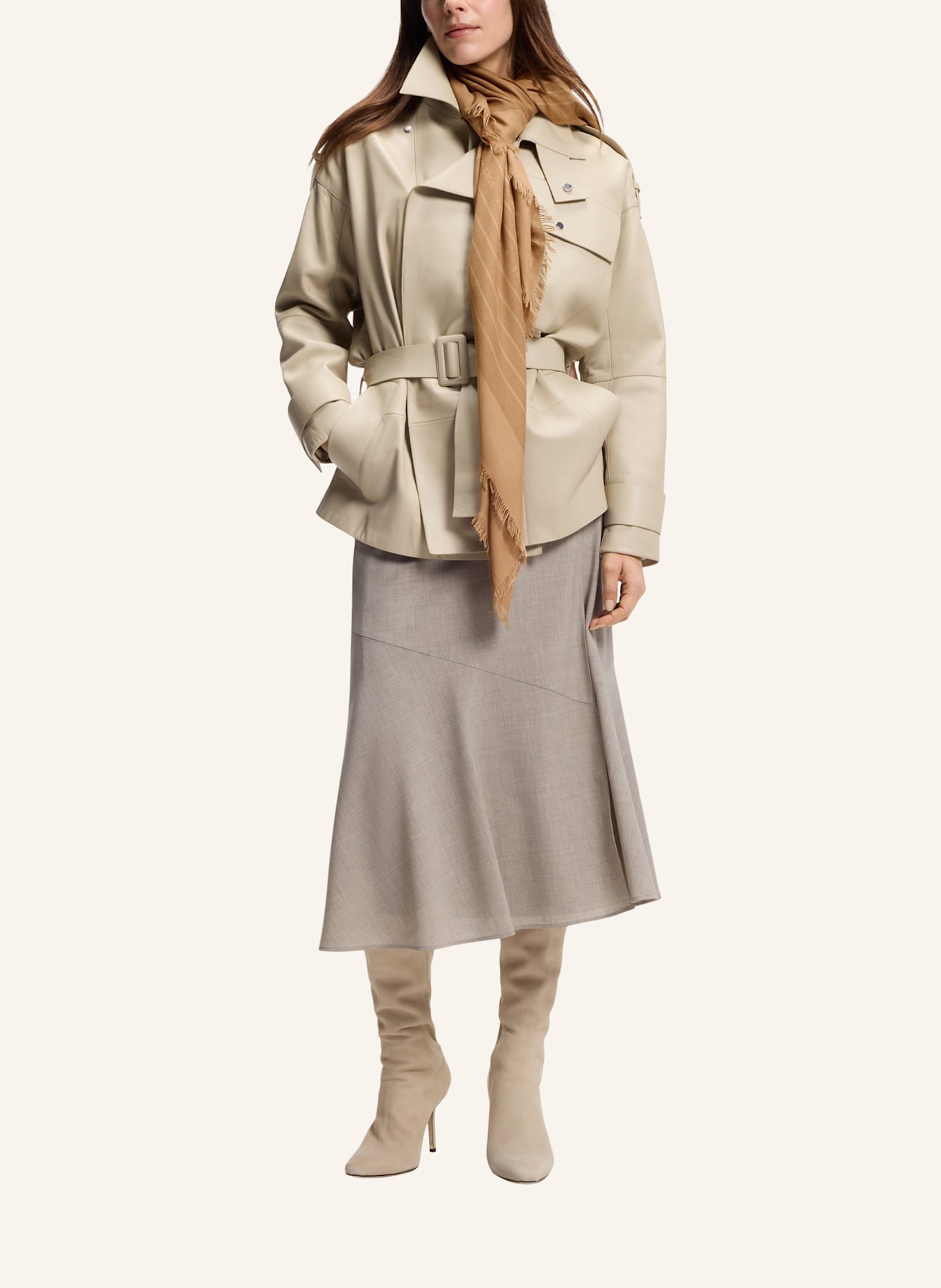 BOSS Gewebter Schal LAIK_120*120: BEIGE