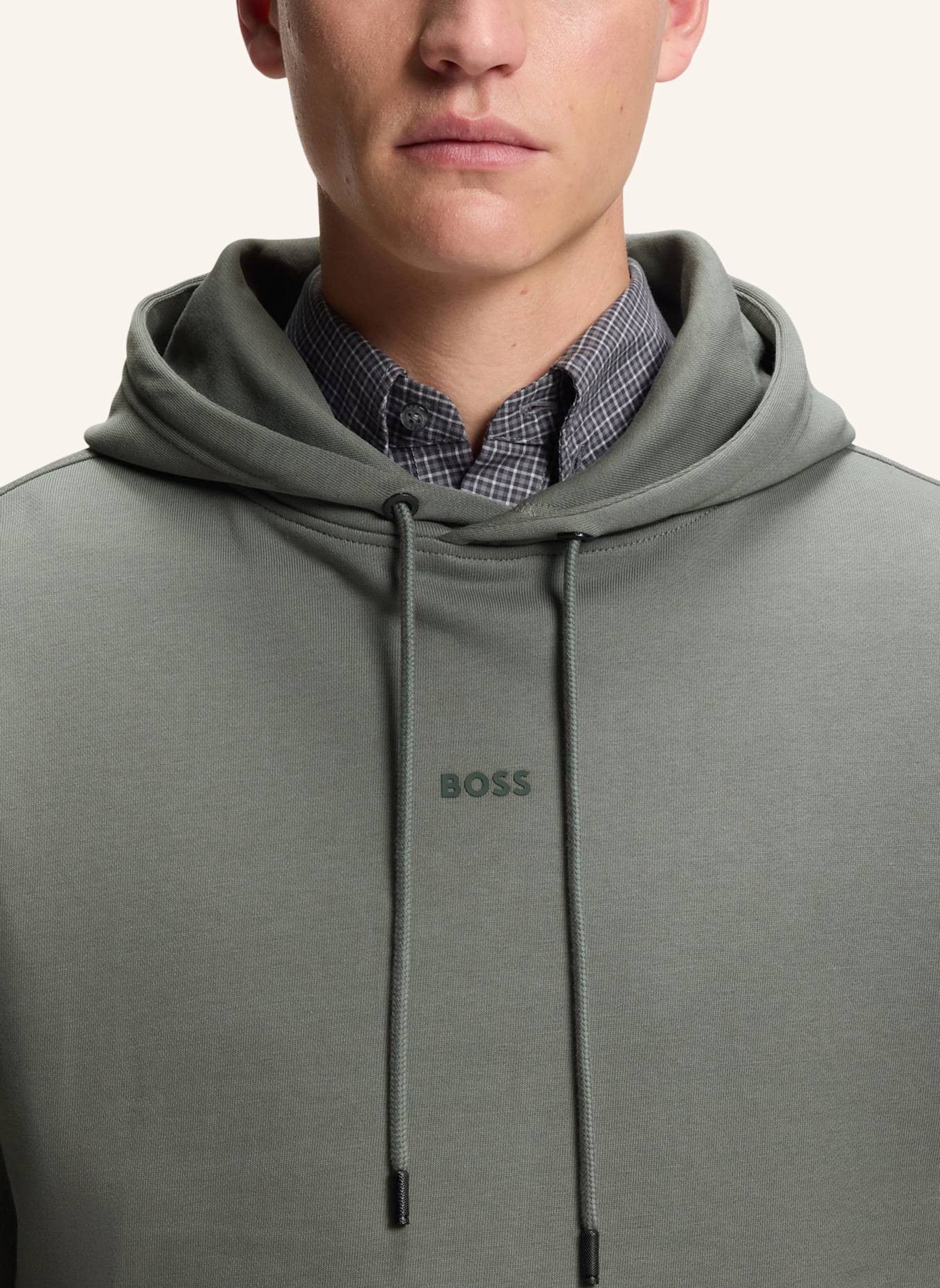 BOSS Sweatshirt TRACKSUITWESMALLHOOD Regular Fit: GRAU