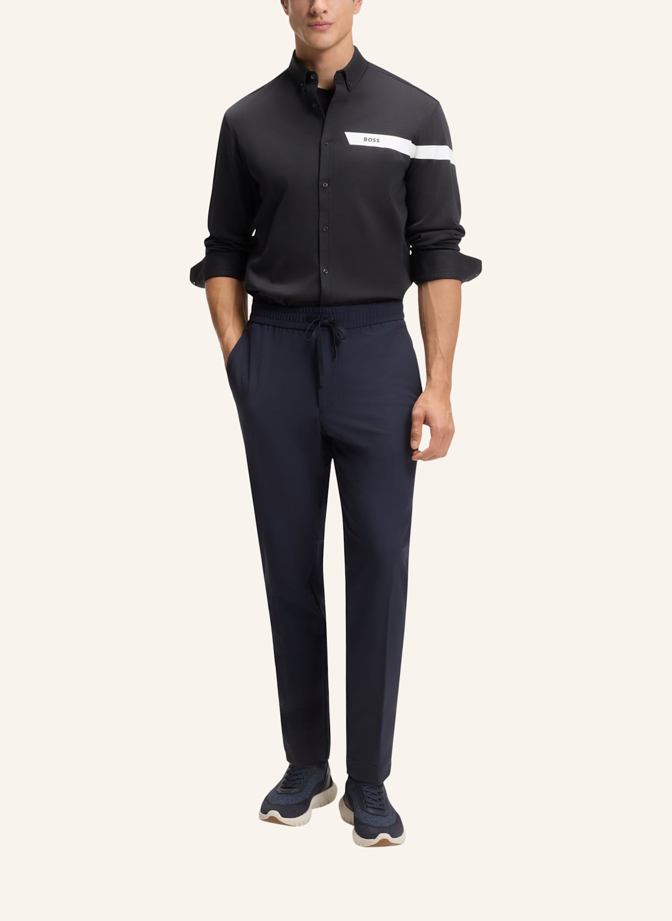 BOSS Casual Hemd SHIRT_STRIPE_IN Regular Fit: DUNKELBLAU