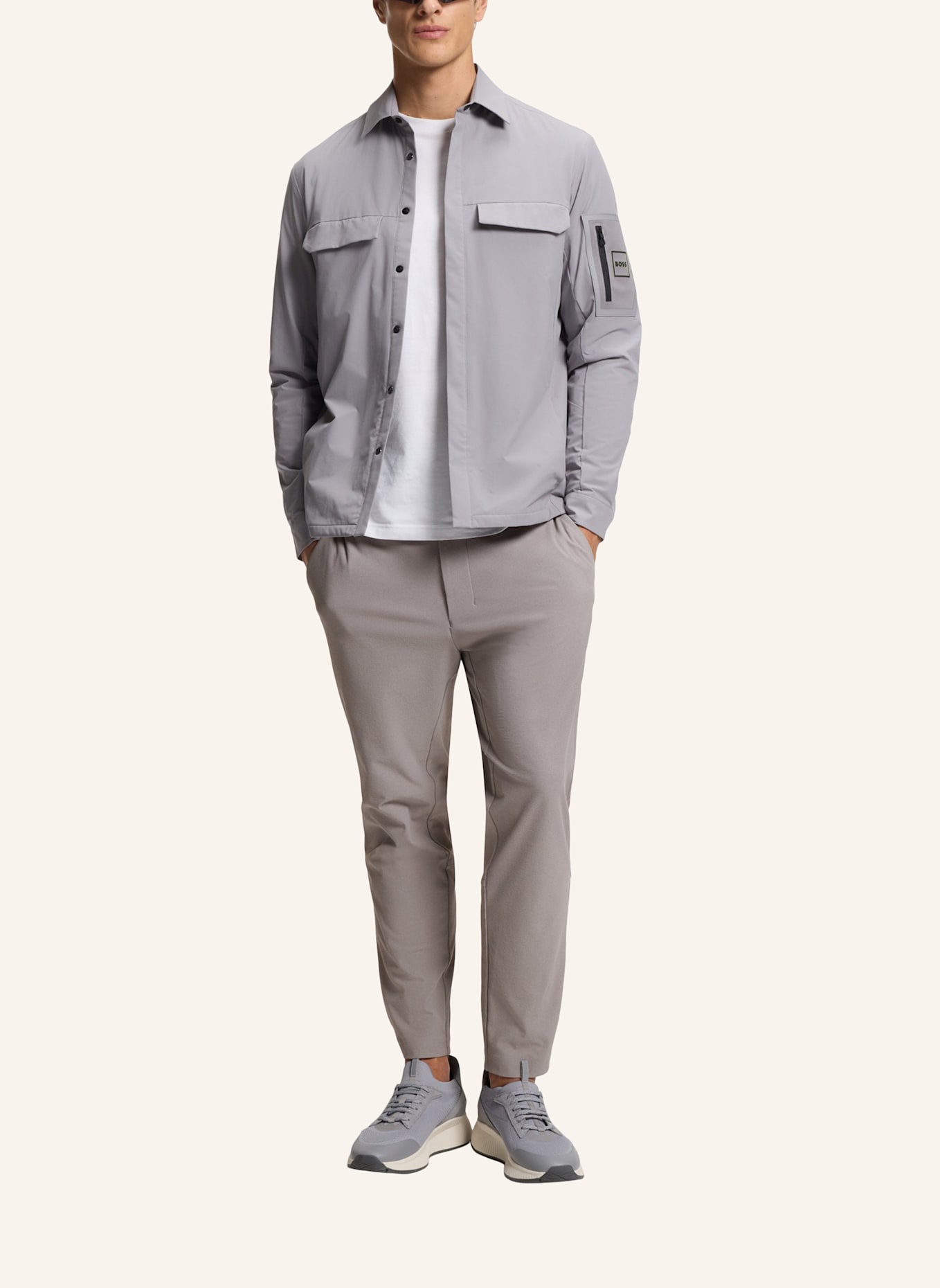 BOSS Casual Hose TR_BASIN WAFFLE Tapered Fit: HELLGRAU