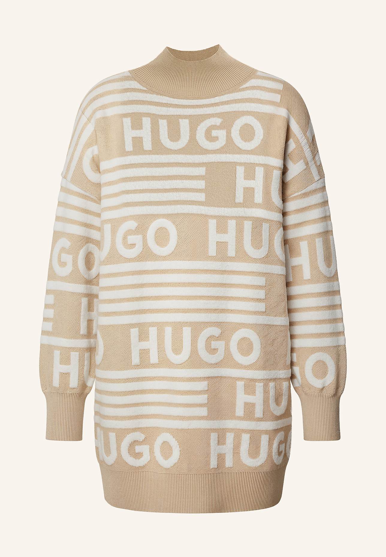 HUGO Gestricktes Kleid SISMINY Oversize Fit: BEIGE