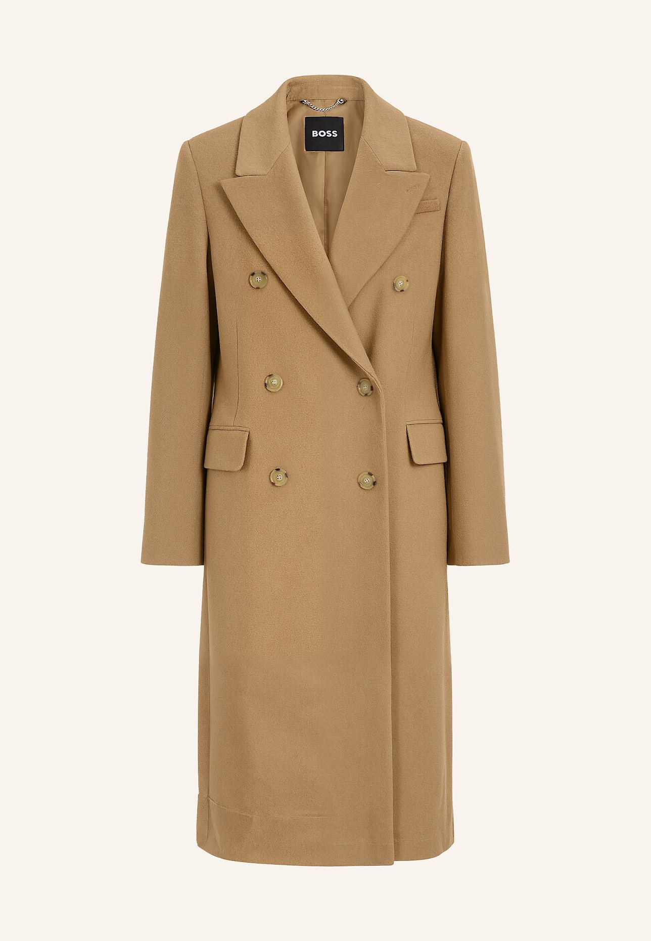 BOSS Klassischer Mantel CALLAF Regular Fit: BEIGE