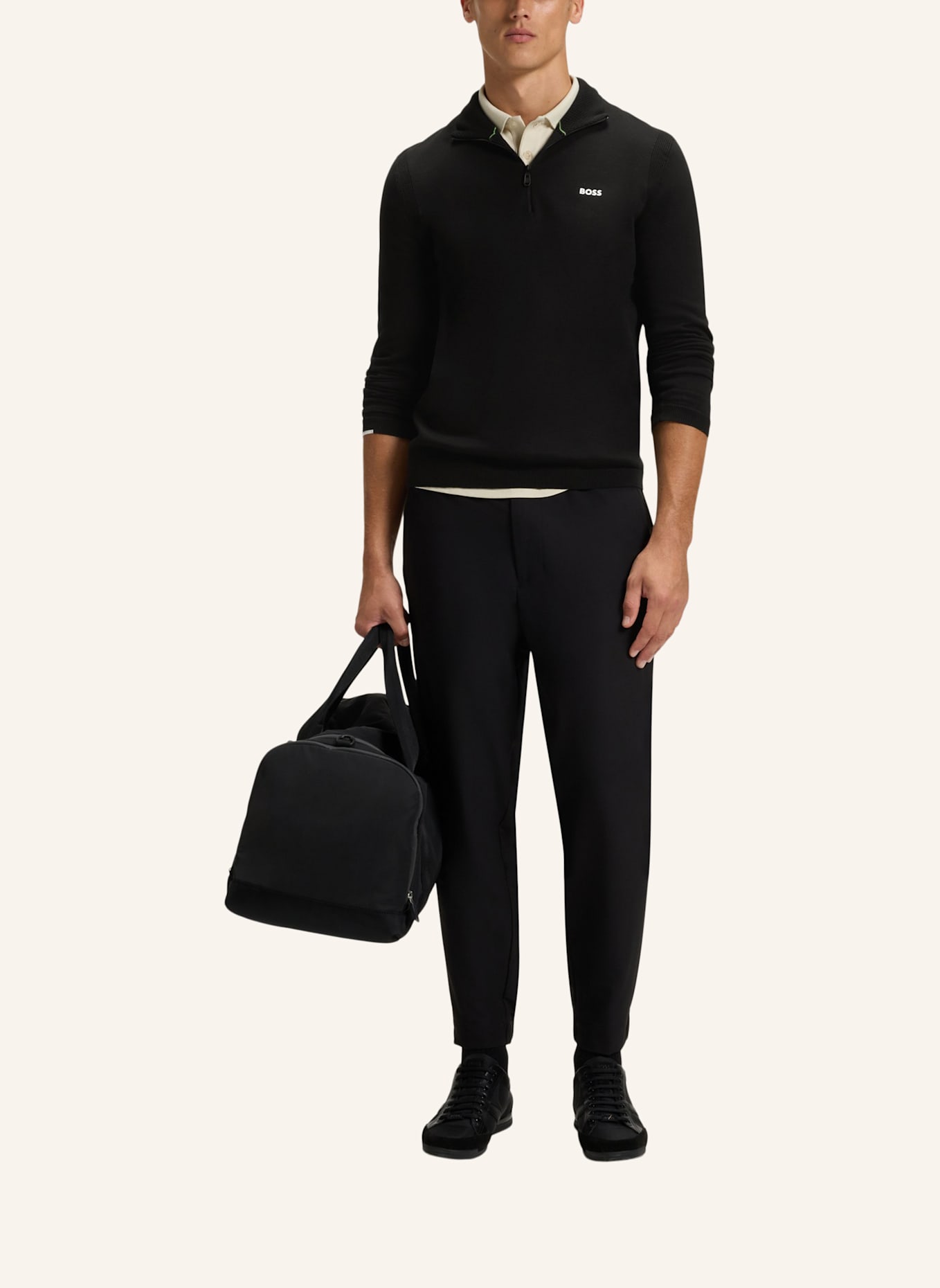 BOSS Pullover K_EVER-X QZ Regular Fit: SCHWARZ