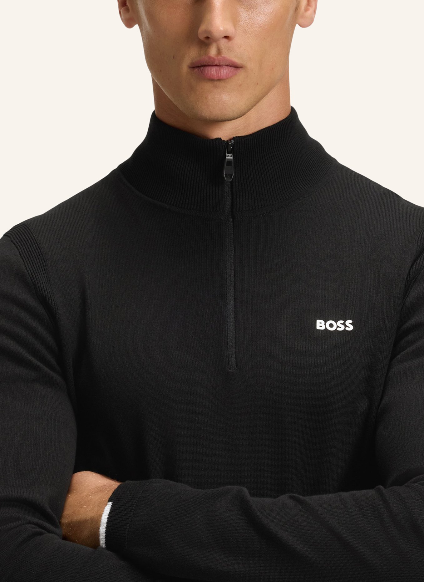 BOSS Pullover K_EVER-X QZ Regular Fit: SCHWARZ