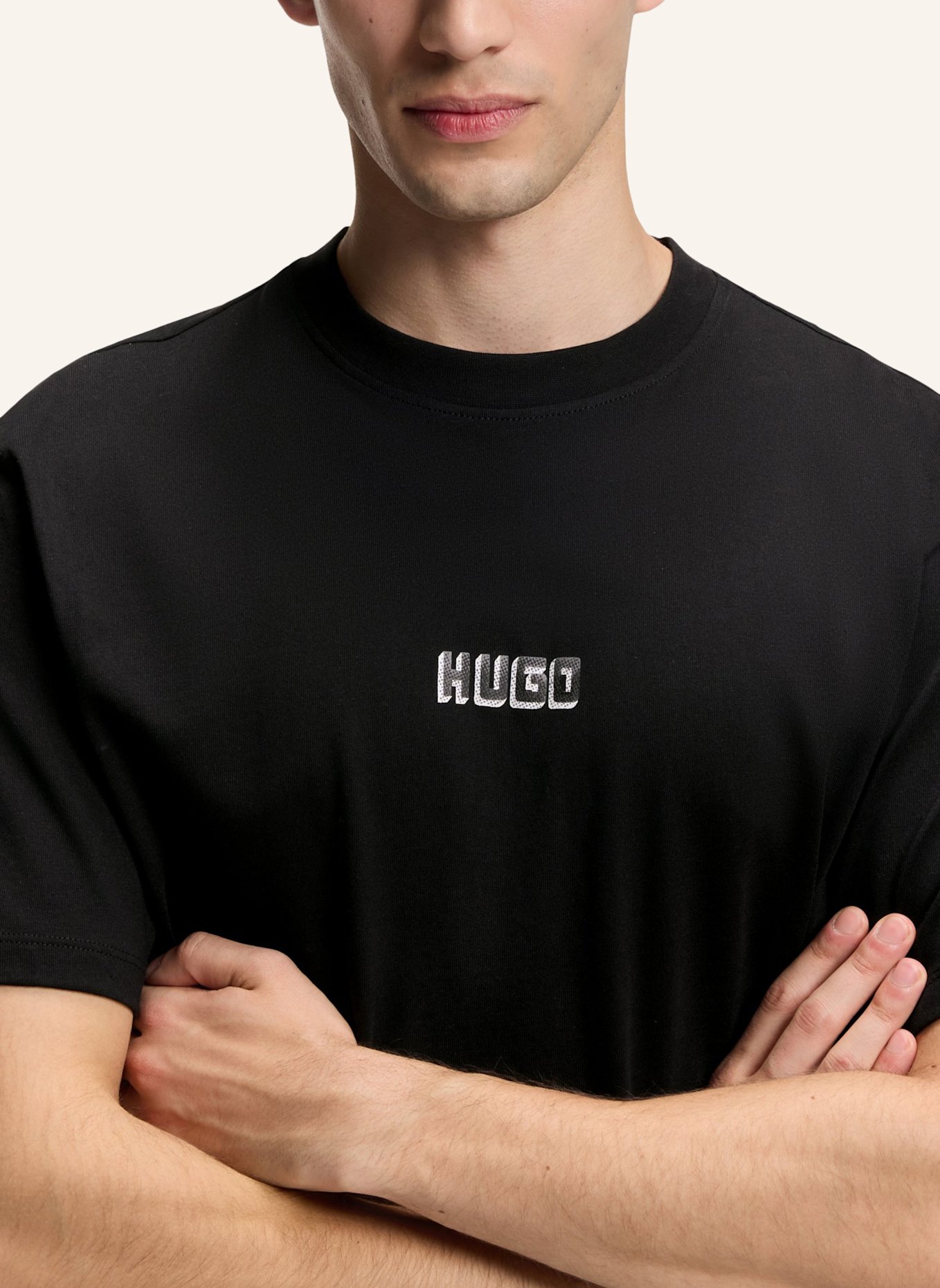 HUGO T-Shirt DIQITEE_IN Regular Fit: SCHWARZ