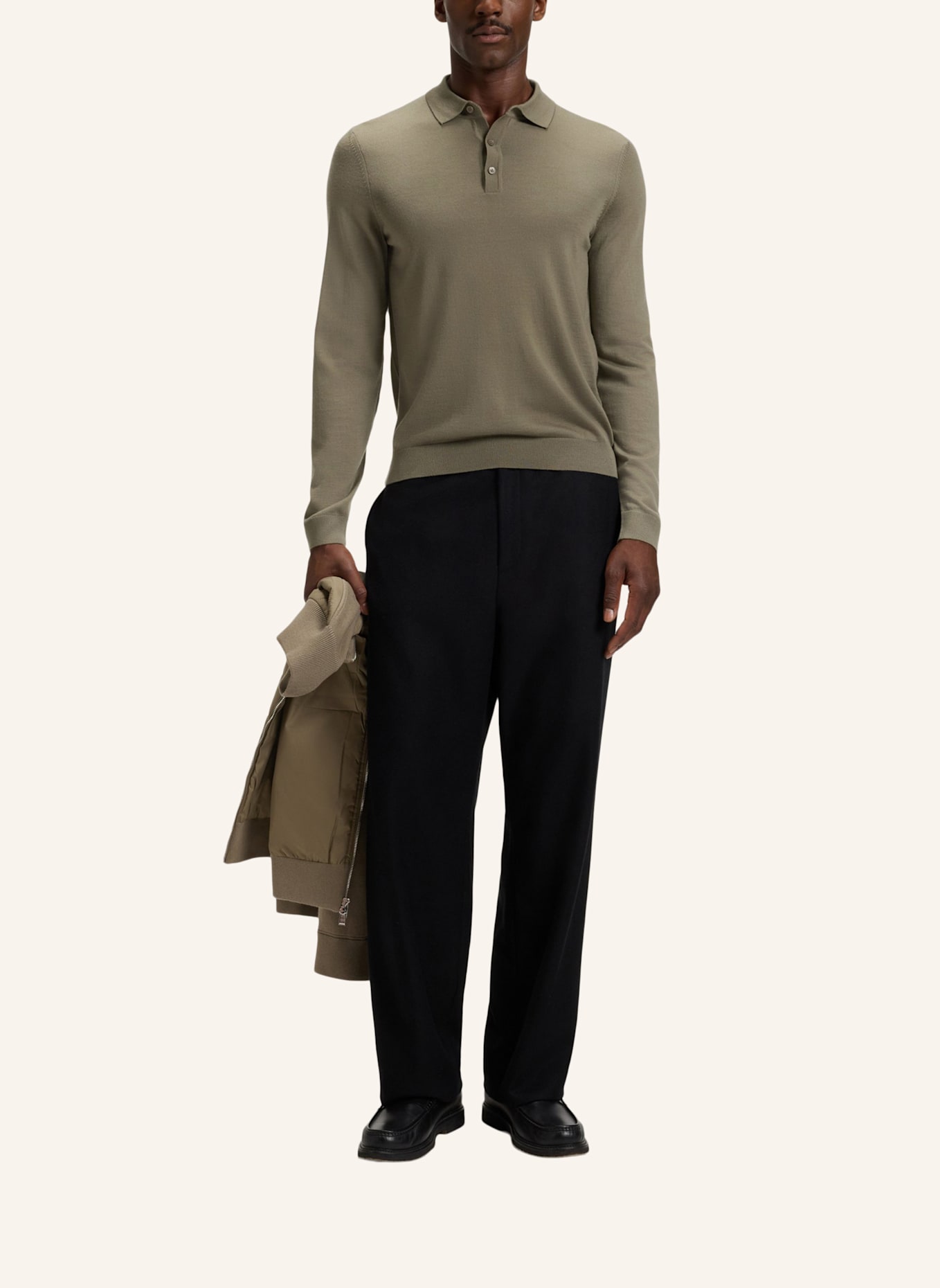 BOSS Strick-Poloshirt LANCIONE: BRAUN