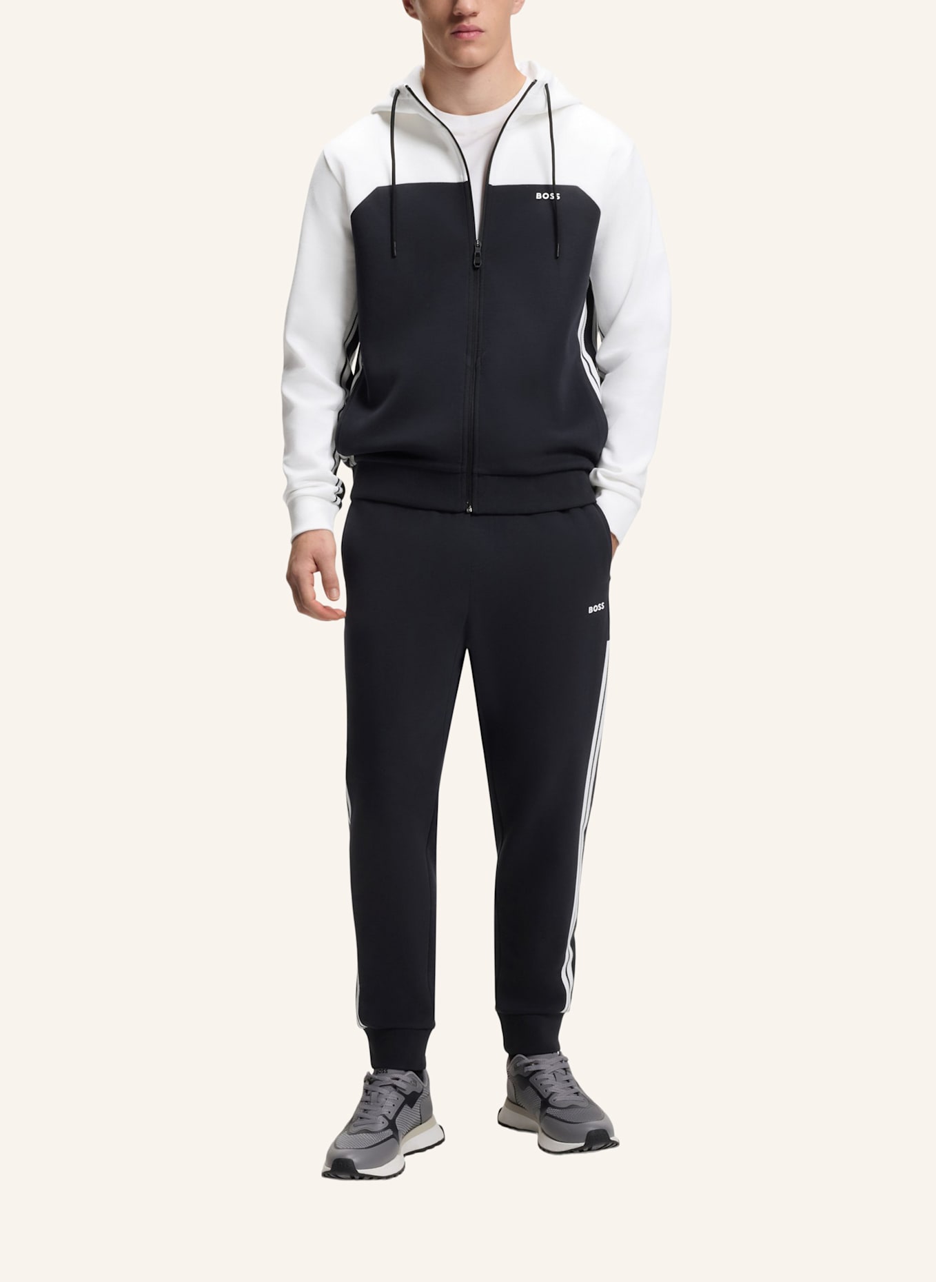 BOSS Sweatshirt SW_COLORBLOCK HD TT Regular Fit: DUNKELBLAU