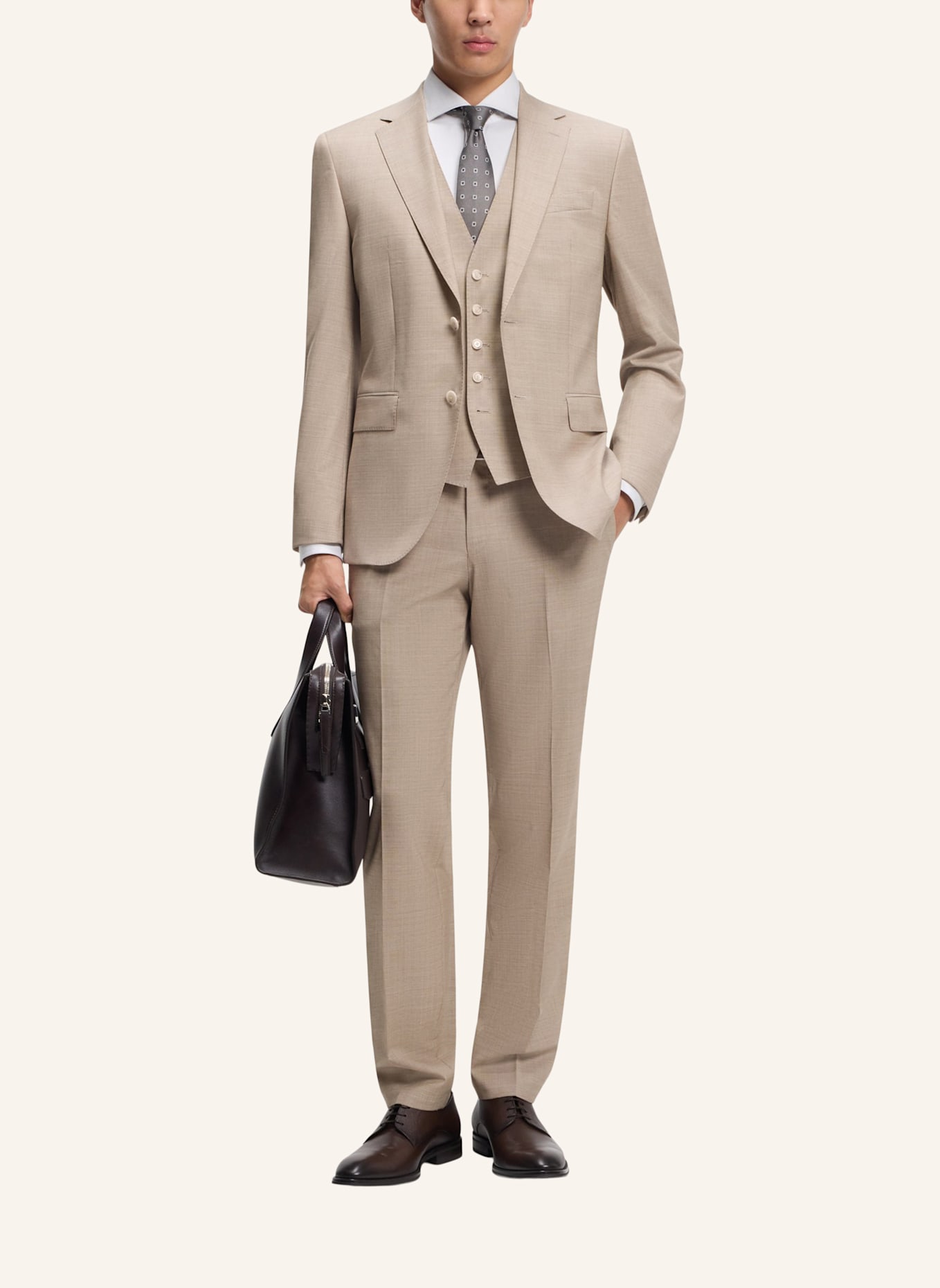 BOSS Business Anzug H-JECKSON-3PCS-253 Regular Fit: KHAKI