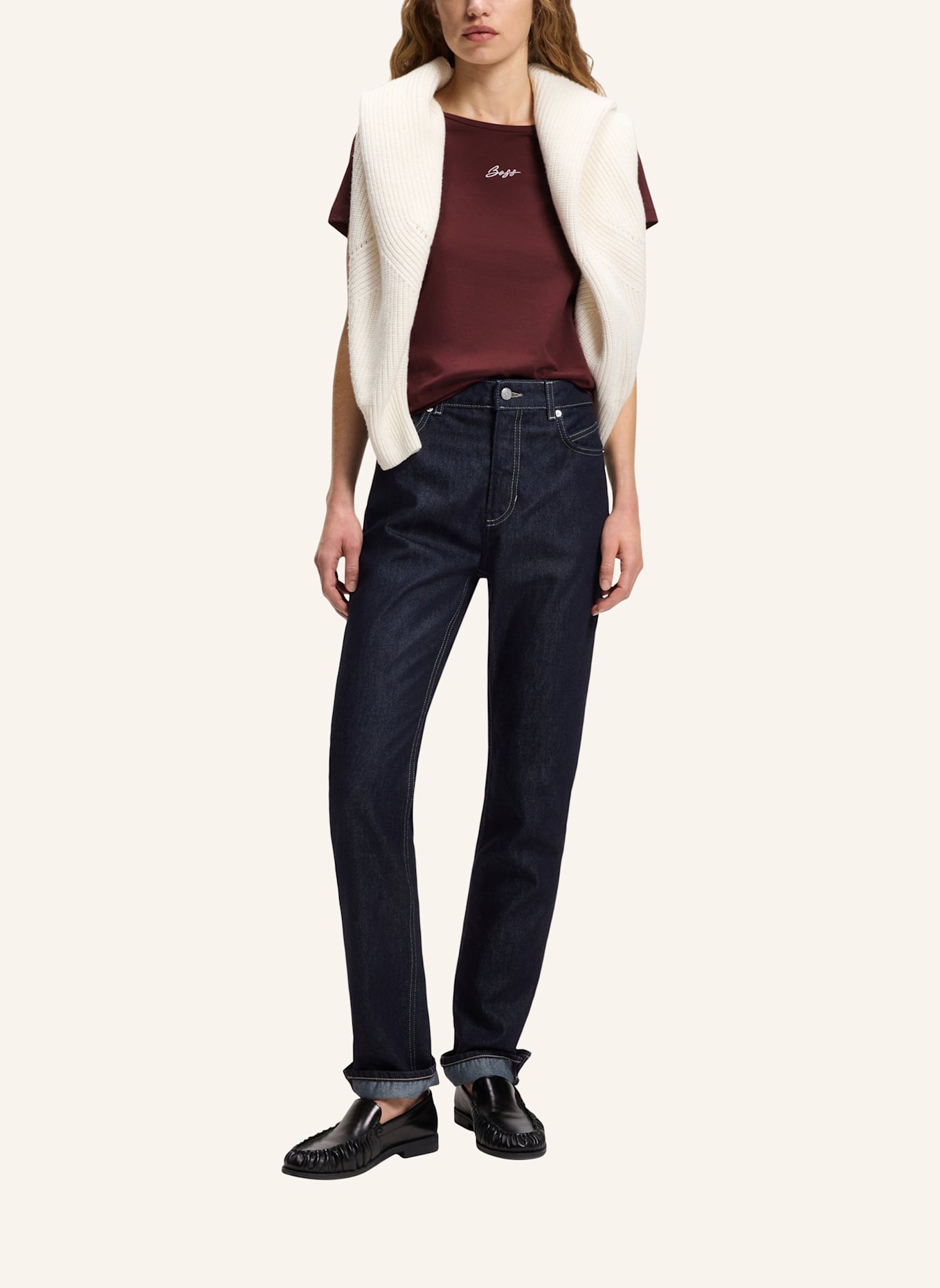 BOSS T-Shirt C_ELOVE_EMBRO Slim Fit: DUNKELBRAUN