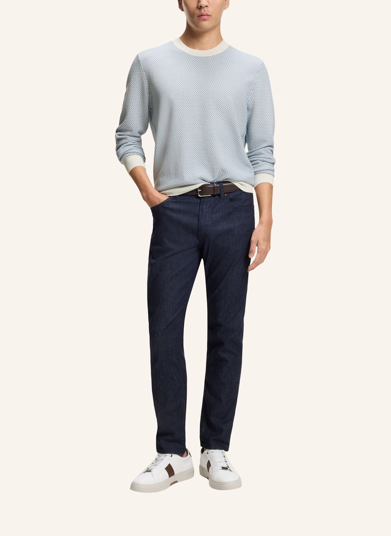 BOSS Pullover L-UMINO Regular Fit: WEISS