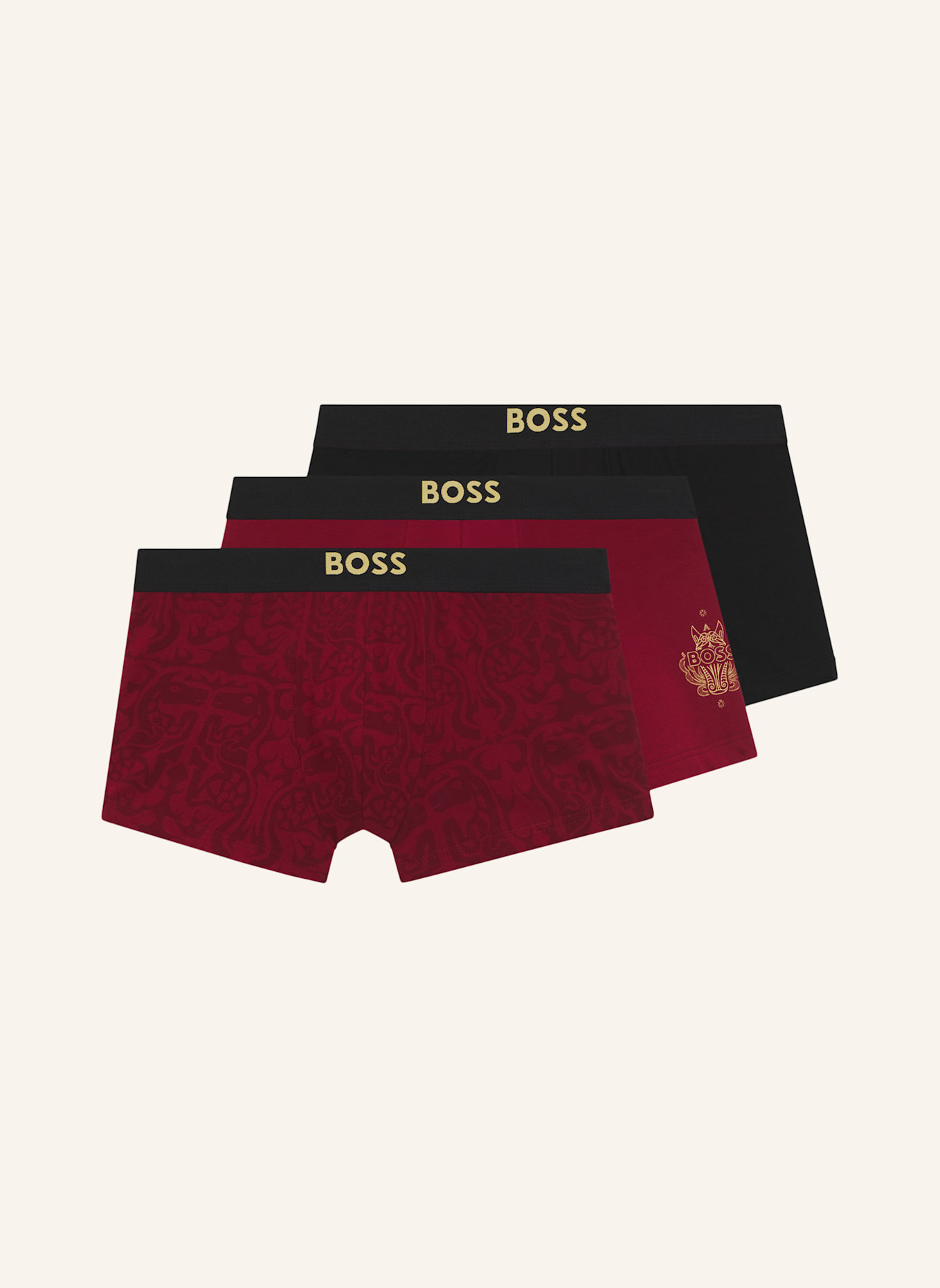 BOSS Boxershort TRUNK 3P CNY: DUNKELROT