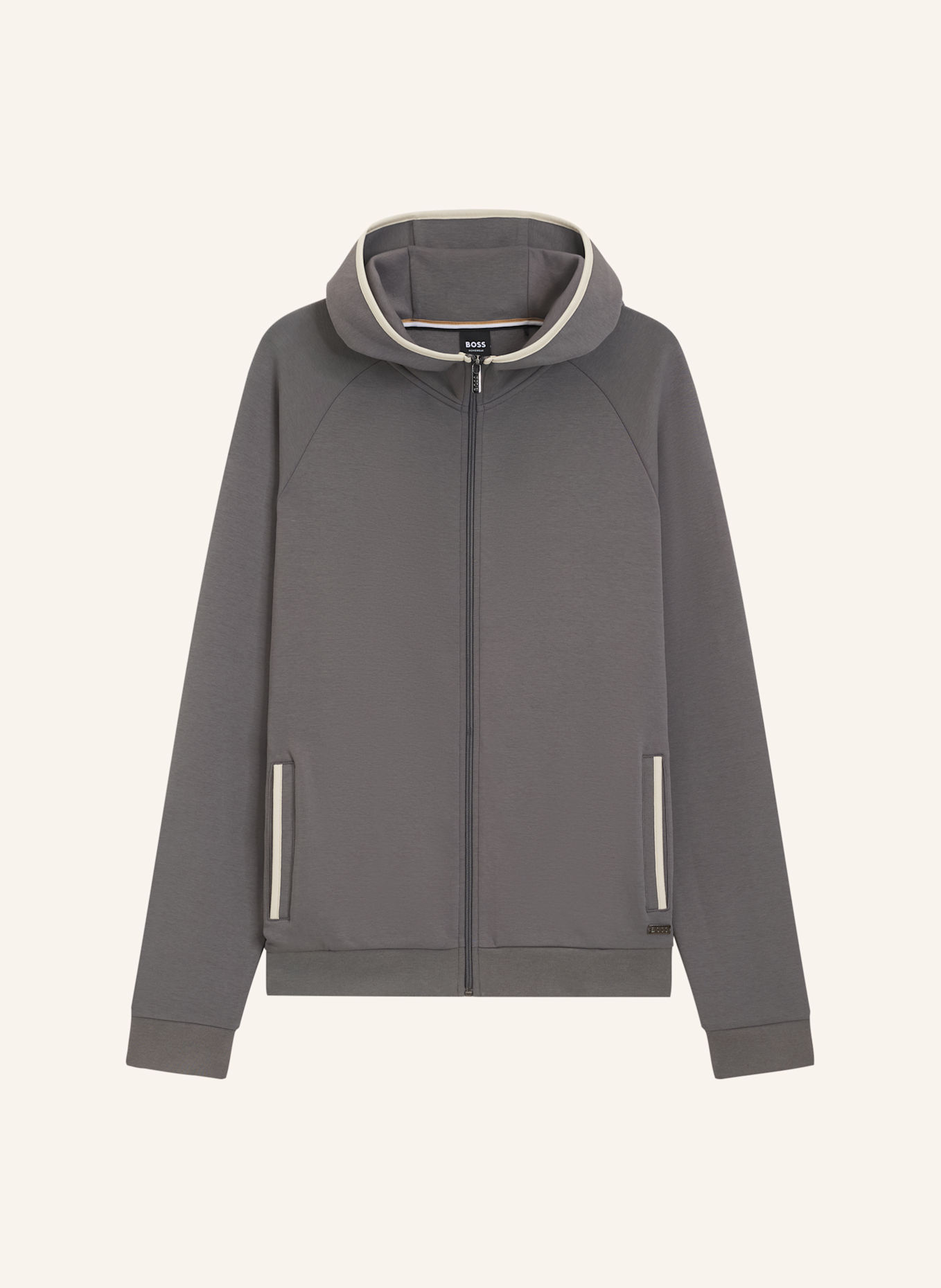 BOSS Loungewear Jacke SENSE HOODED JACKET Regular Fit: DUNKELGRAU