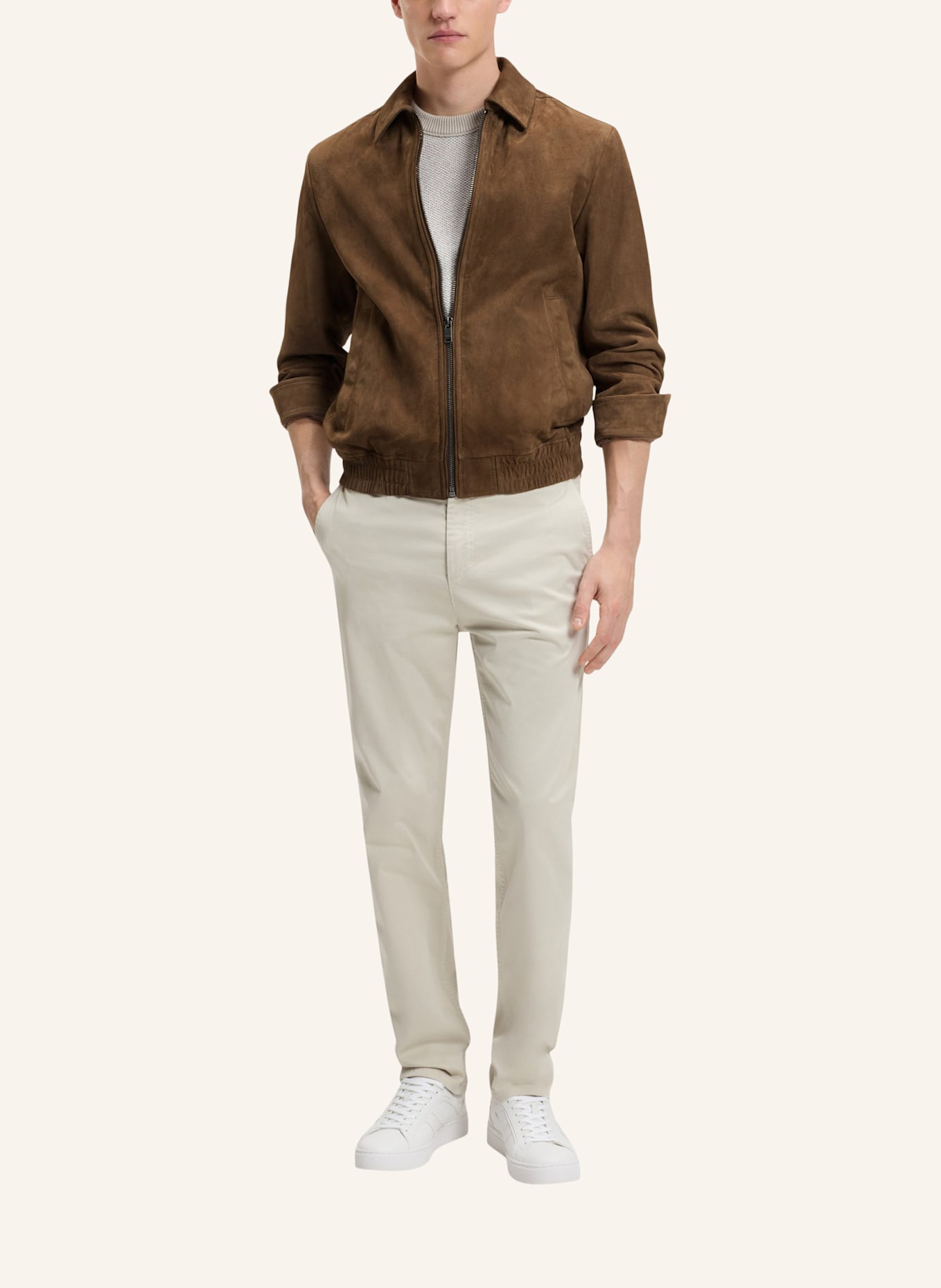 BOSS Lederjacke JOSURF Regular Fit: BRAUN