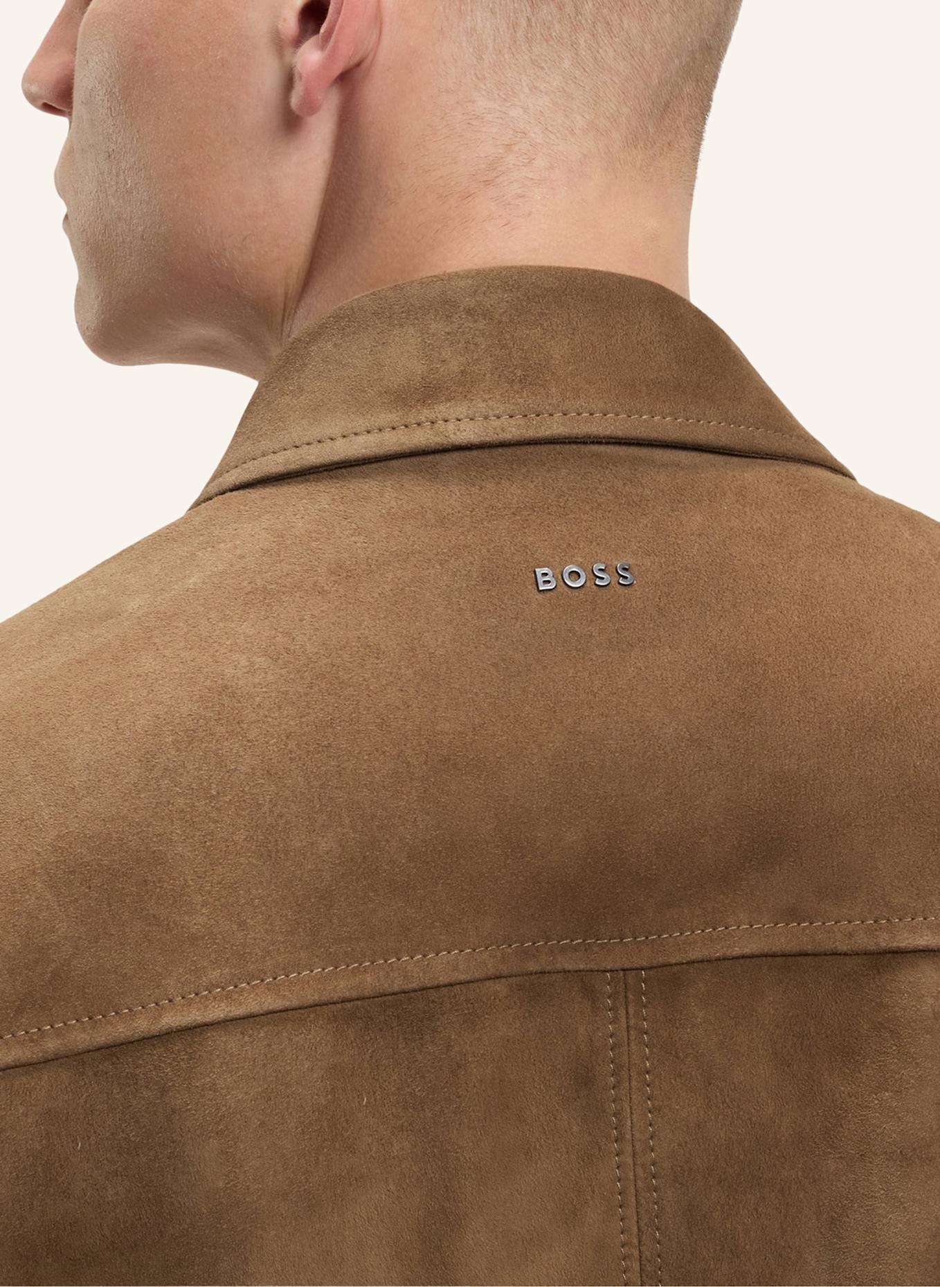 BOSS Lederjacke JOSURF Regular Fit: BRAUN