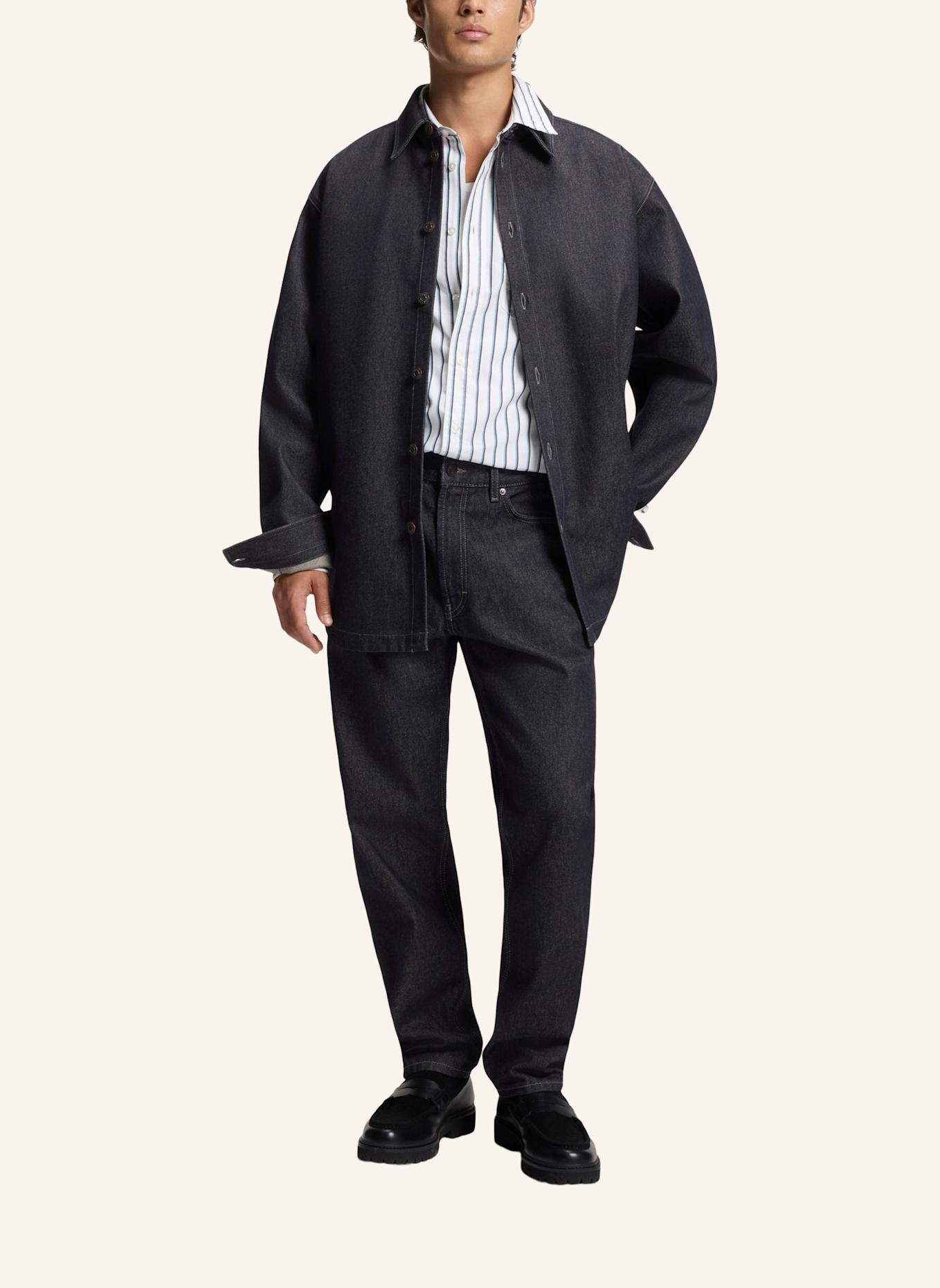 HUGO Business Hemd EMIKOL Oversize Fit: DUNKELBLAU