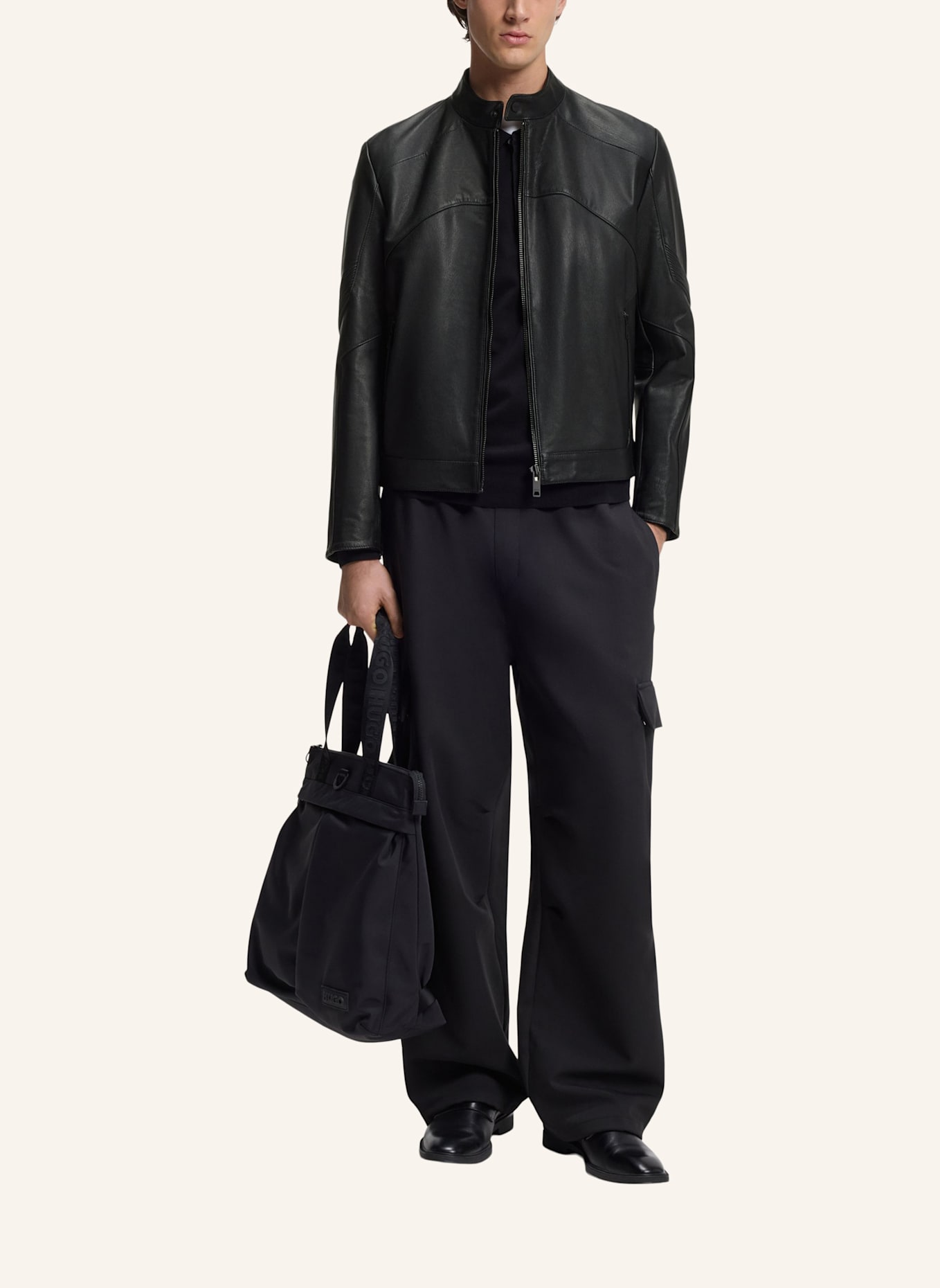 HUGO Lederjacke LIKARO2611: SCHWARZ