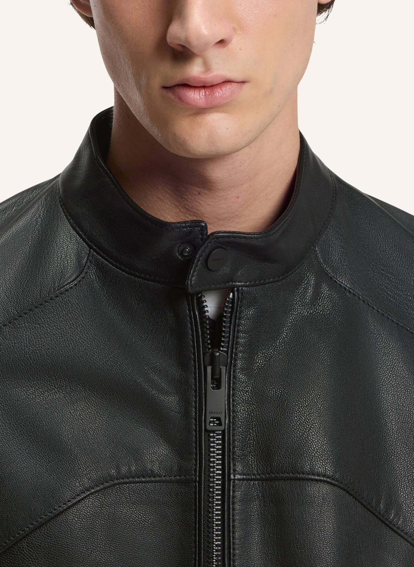 HUGO Lederjacke LIKARO2611: SCHWARZ