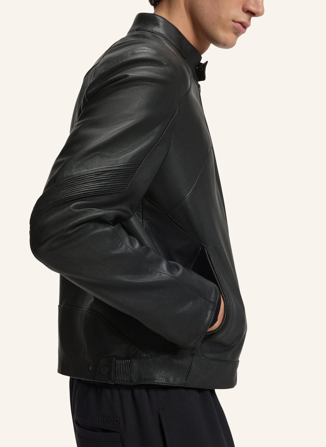 HUGO Lederjacke LIKARO2611: SCHWARZ