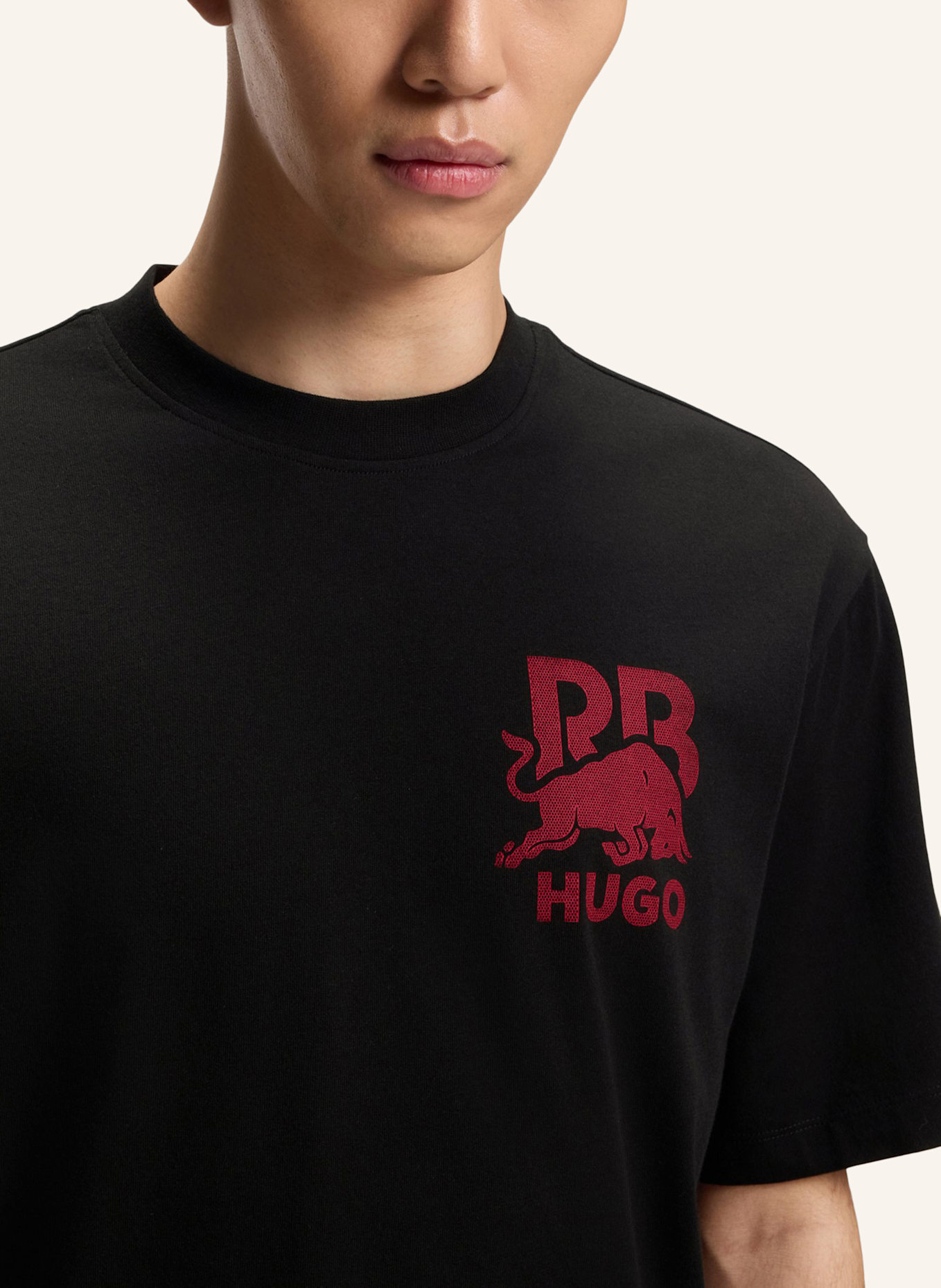 HUGO T-Shirt DELEL_RB Relaxed Fit: SCHWARZ