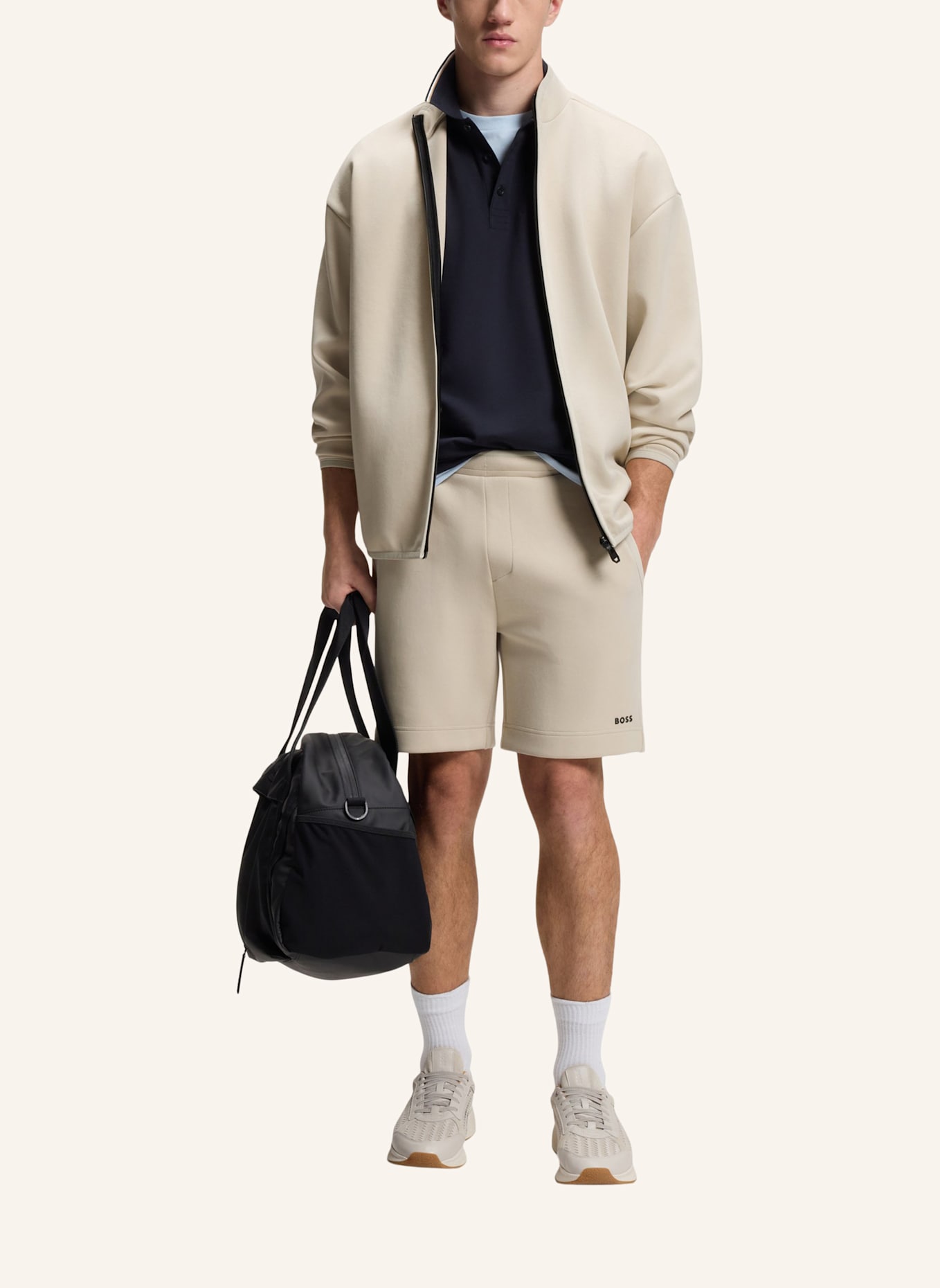 BOSS Sweatshirt SW_GLOBE FZ Relaxed Fit: BEIGE