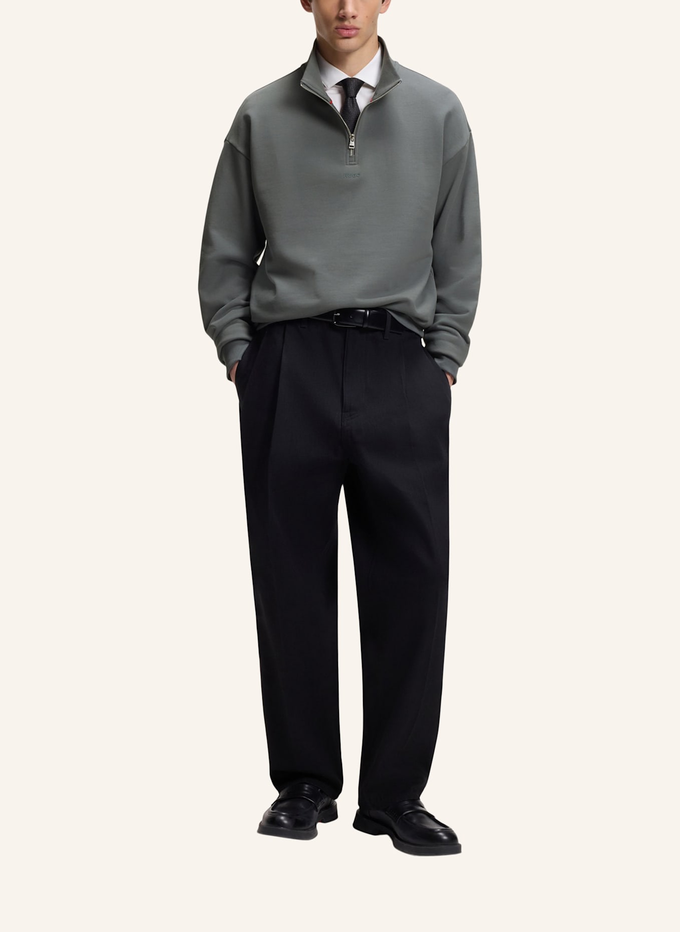 HUGO Sweatshirt DURTY244 Relaxed Fit: GRAU