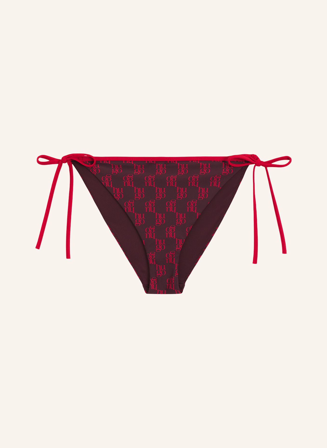 HUGO Bikini-Unterteil MONOGRAM SIDE TIE Regular Fit: DUNKELROT