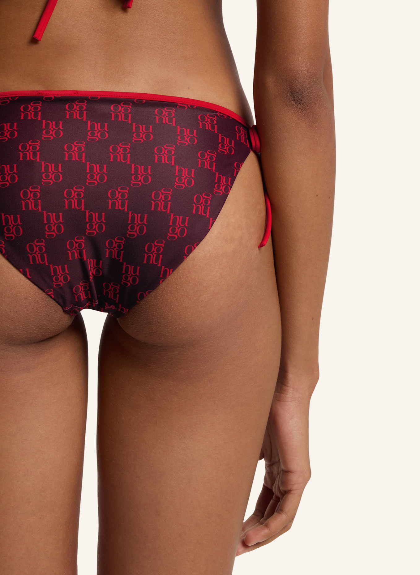HUGO Bikini-Unterteil MONOGRAM SIDE TIE Regular Fit: DUNKELROT