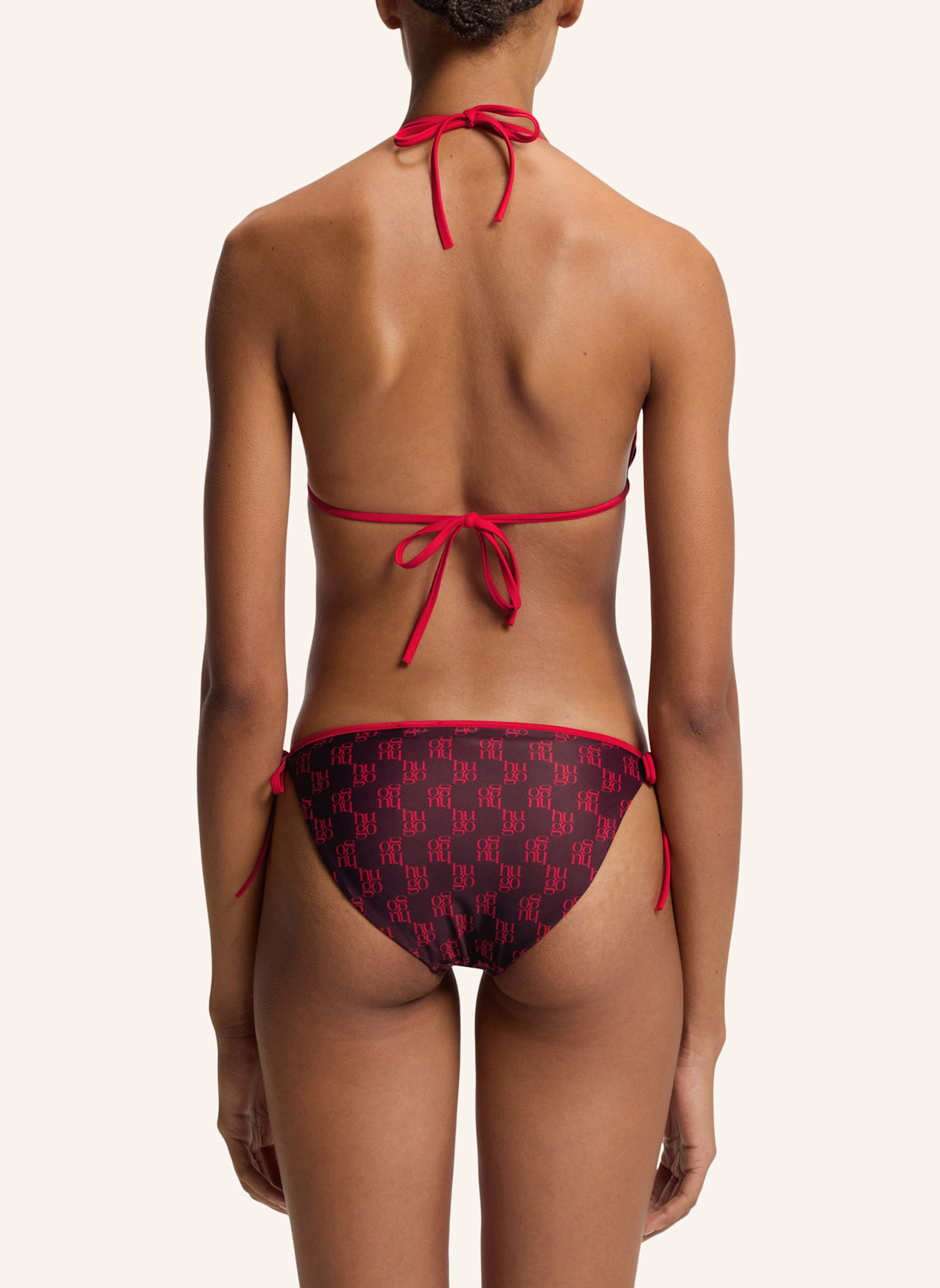 HUGO Bikini-Unterteil MONOGRAM SIDE TIE Regular Fit: DUNKELROT