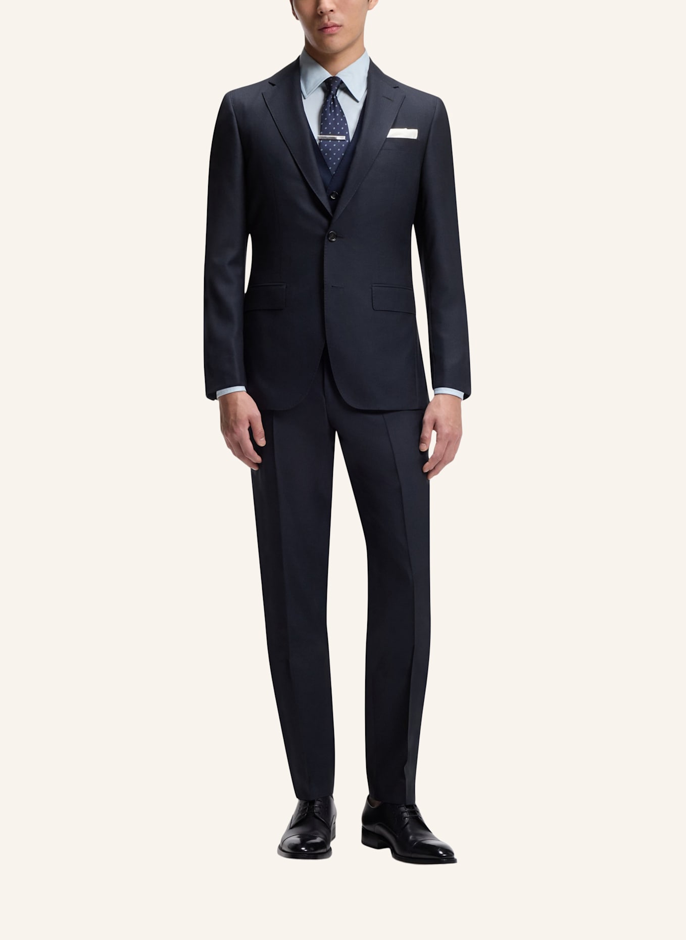 BOSS Business Anzug L-HARVERS-3PCS-241 Slim Fit: DUNKELBLAU