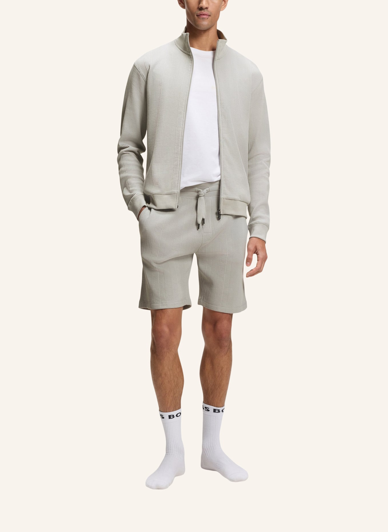 BOSS Loungewear Unterteil STRUCTURE SHORTS: HELLGRAU