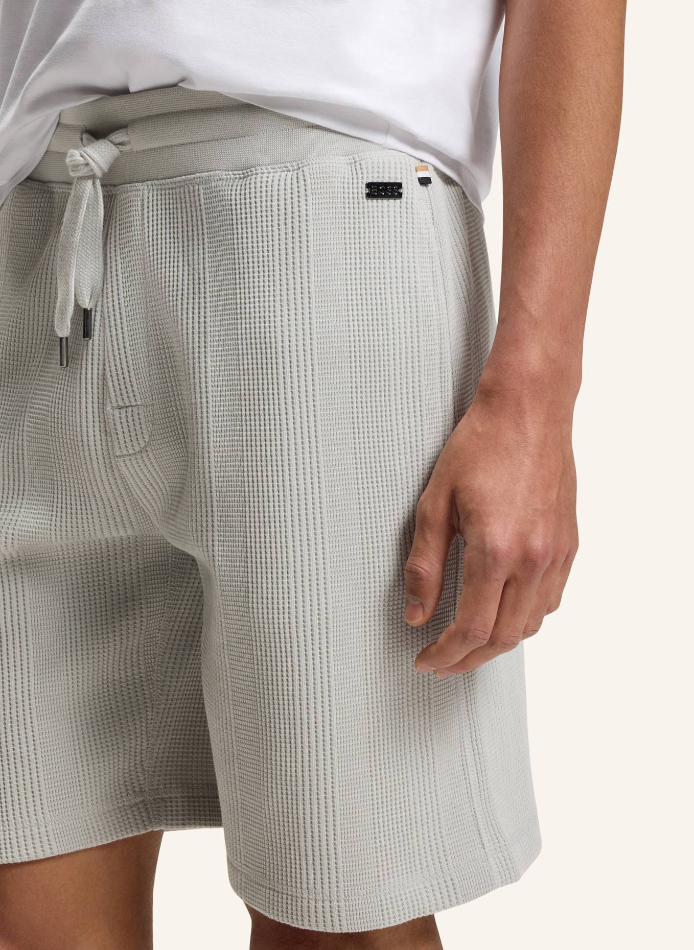 BOSS Loungewear Unterteil STRUCTURE SHORTS: HELLGRAU