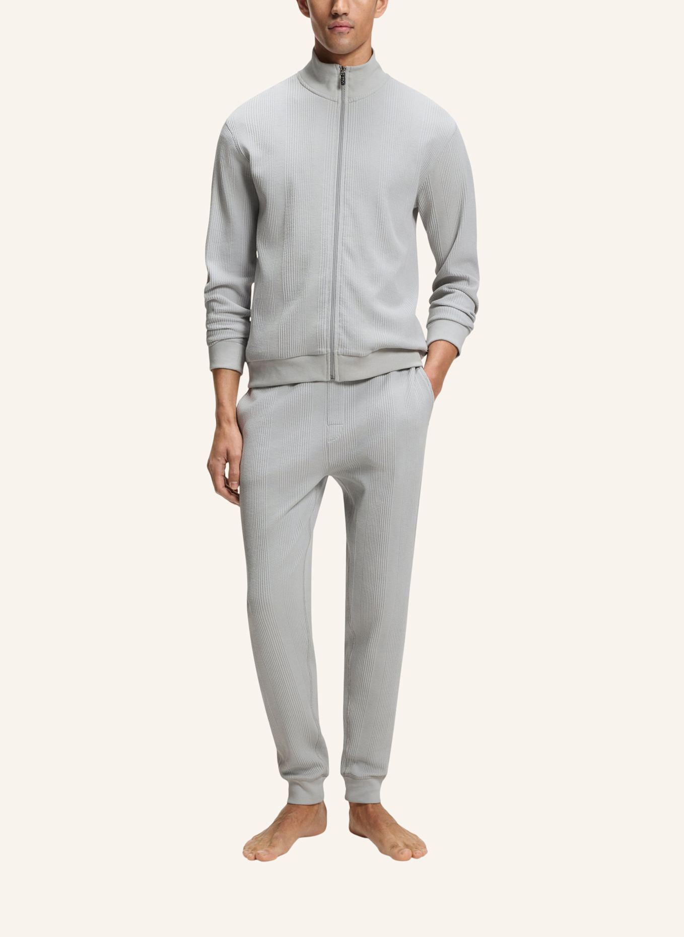 BOSS Loungewear Jacke STRUCTURE ZIP JACKET Regular Fit: HELLGRAU