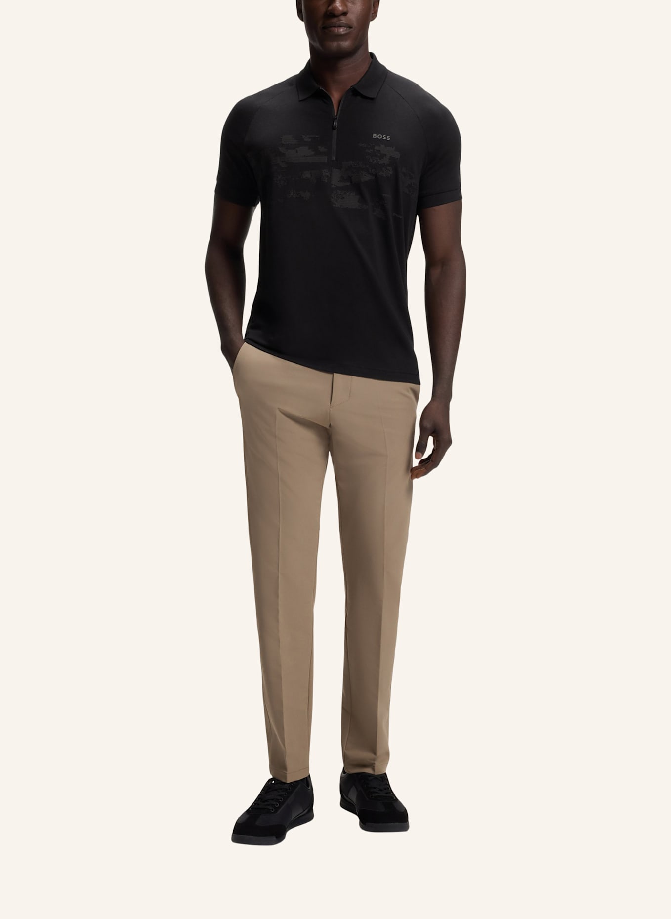 BOSS Poloshirt PL_GLOBE PATTERN Regular Fit: SCHWARZ