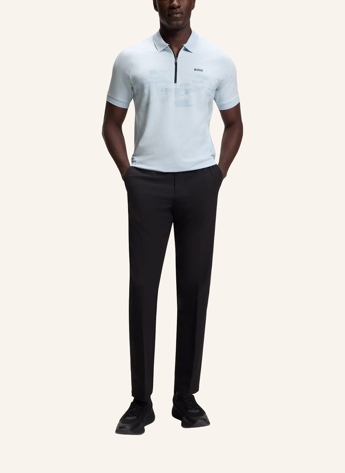 BOSS Poloshirt PL_GLOBE PATTERN Regular Fit: BLAU