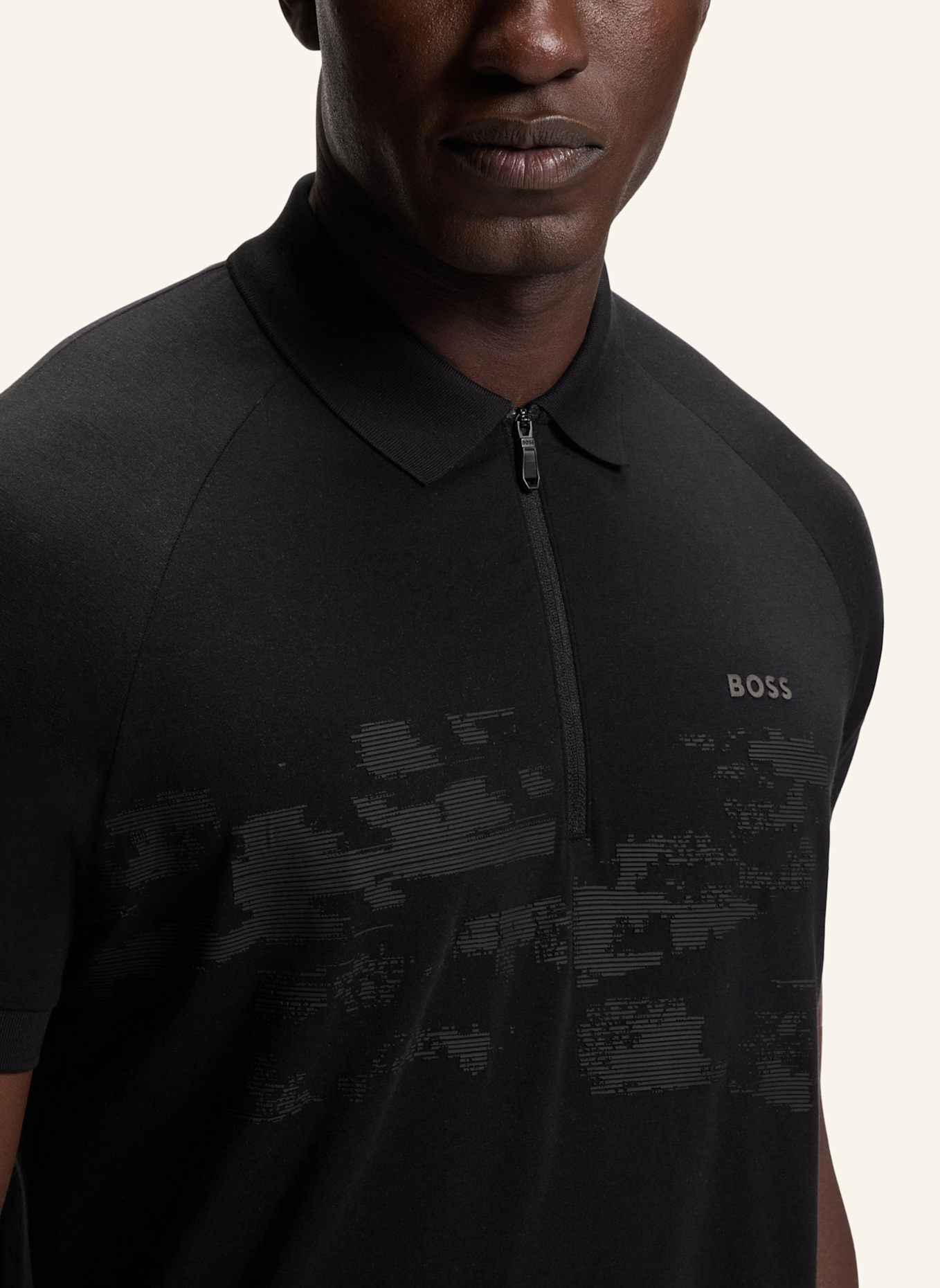 BOSS Poloshirt PL_GLOBE PATTERN Regular Fit: SCHWARZ