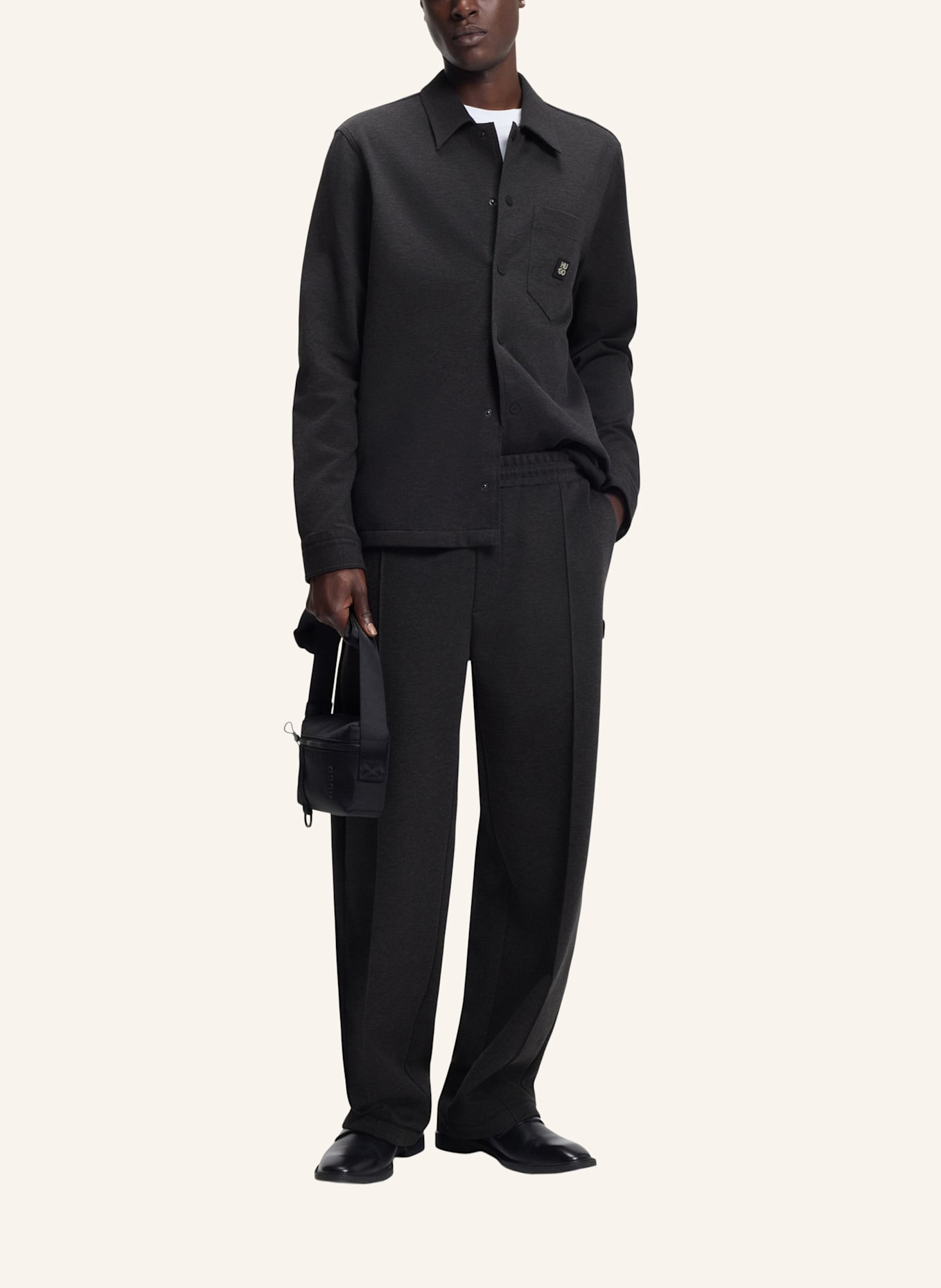 HUGO Business Hemd ENASO Oversize Fit: GRAU