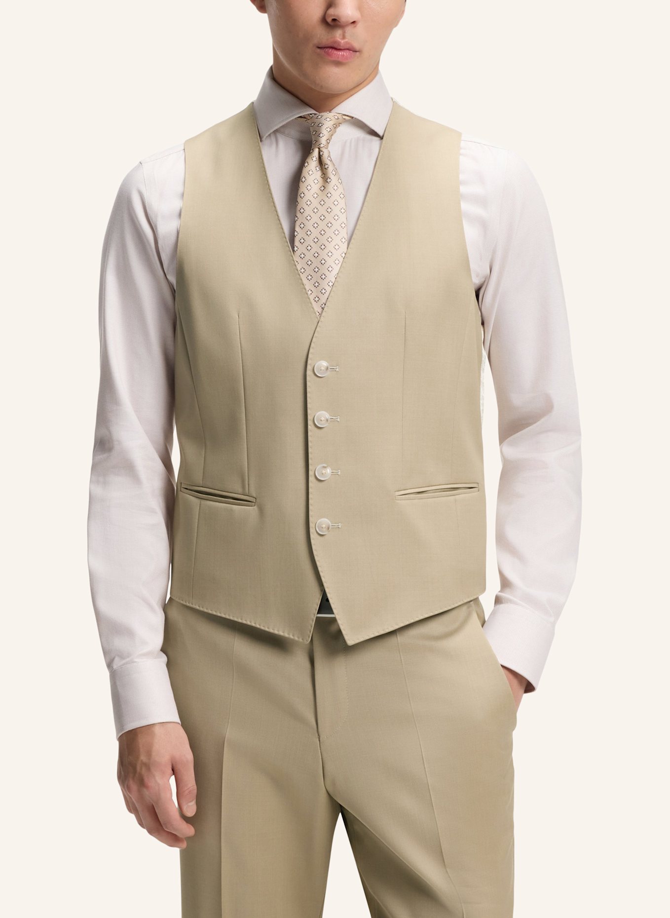 BOSS Business Anzug H-HUGE-3PCS-253 Slim Fit: BEIGE