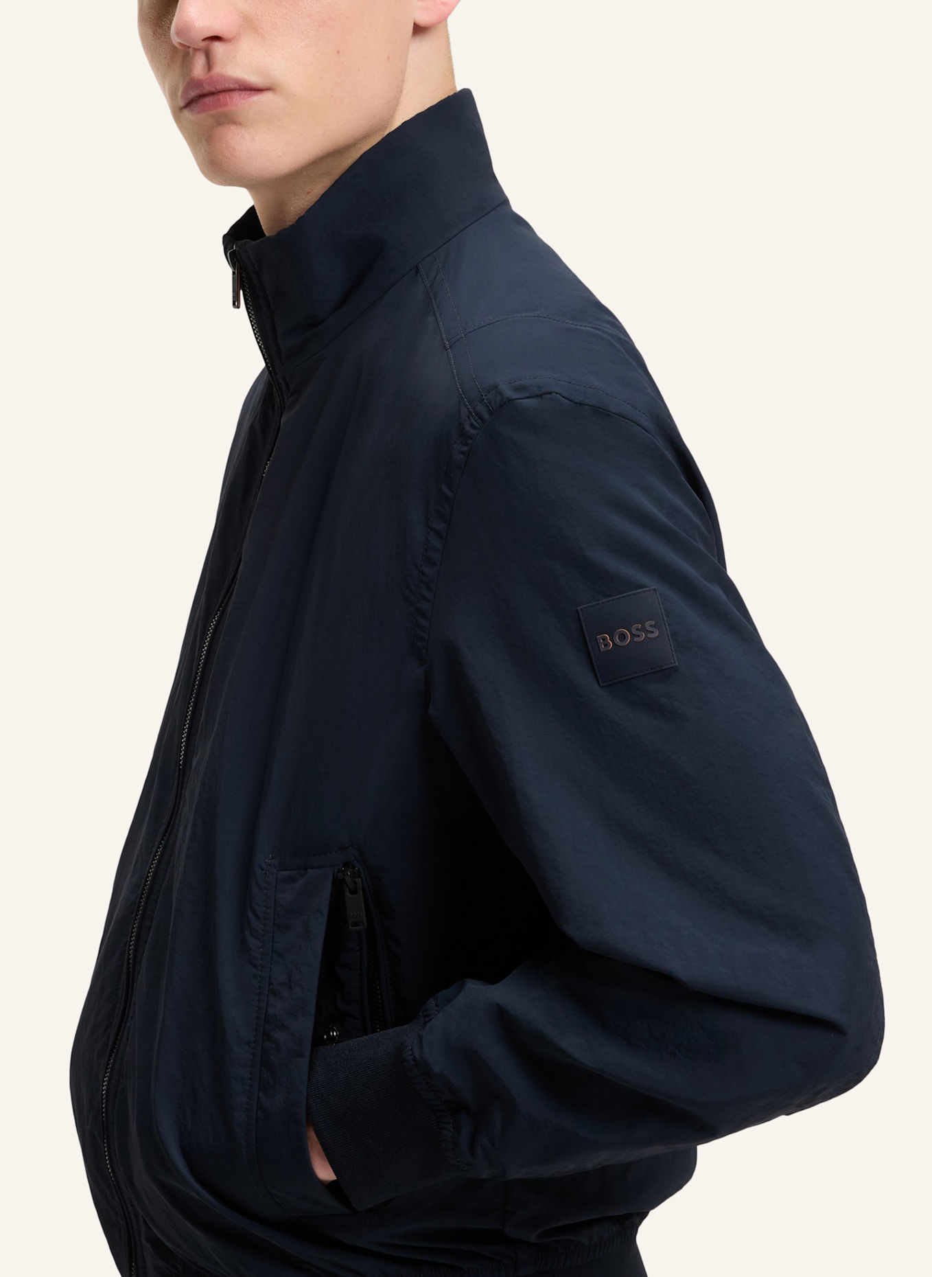 BOSS Casual Jacke OPENS Relaxed Fit: DUNKELBLAU