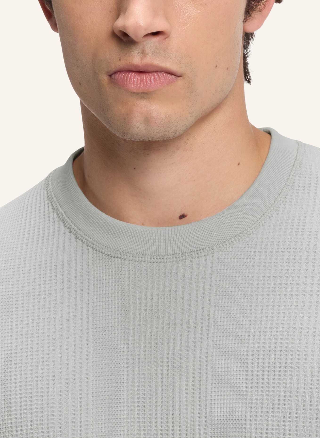 BOSS Loungewear Oberteil STRUCTURE T-SHIRT Regular Fit: HELLGRAU