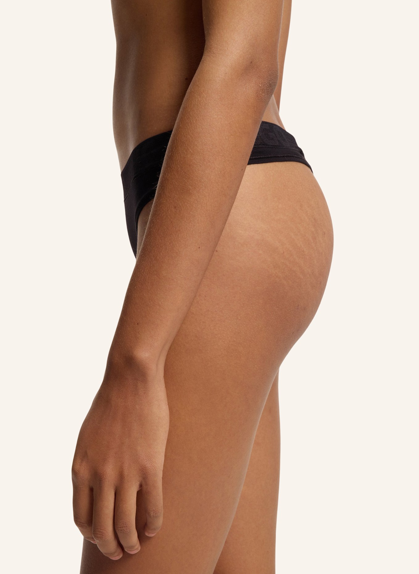 HUGO Slip MESH LOGO THONG: SCHWARZ