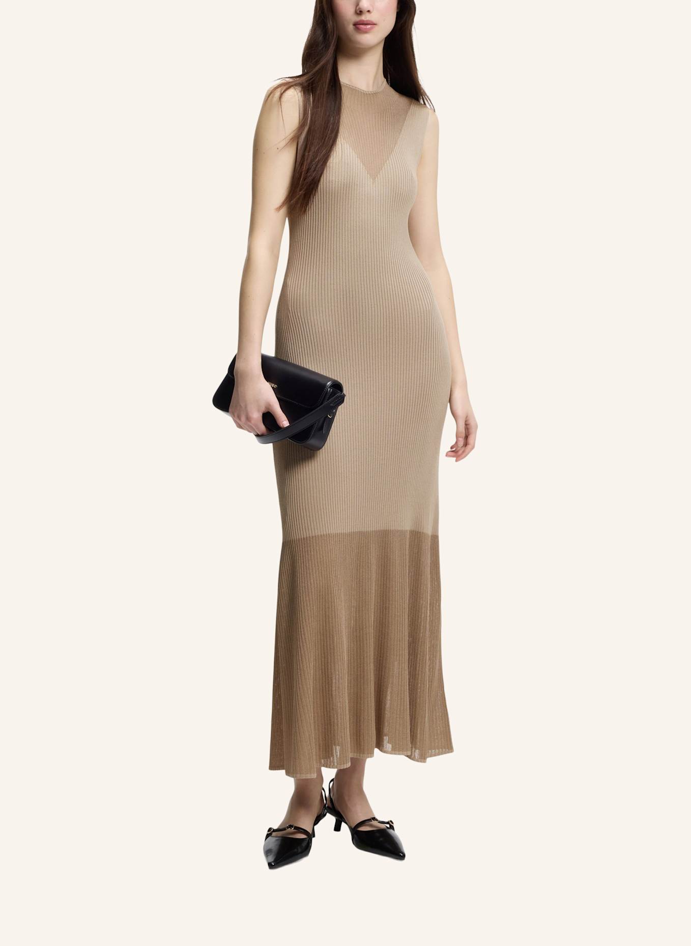 HUGO Gestricktes Kleid SLYANNY Slim Fit: HELLBRAUN