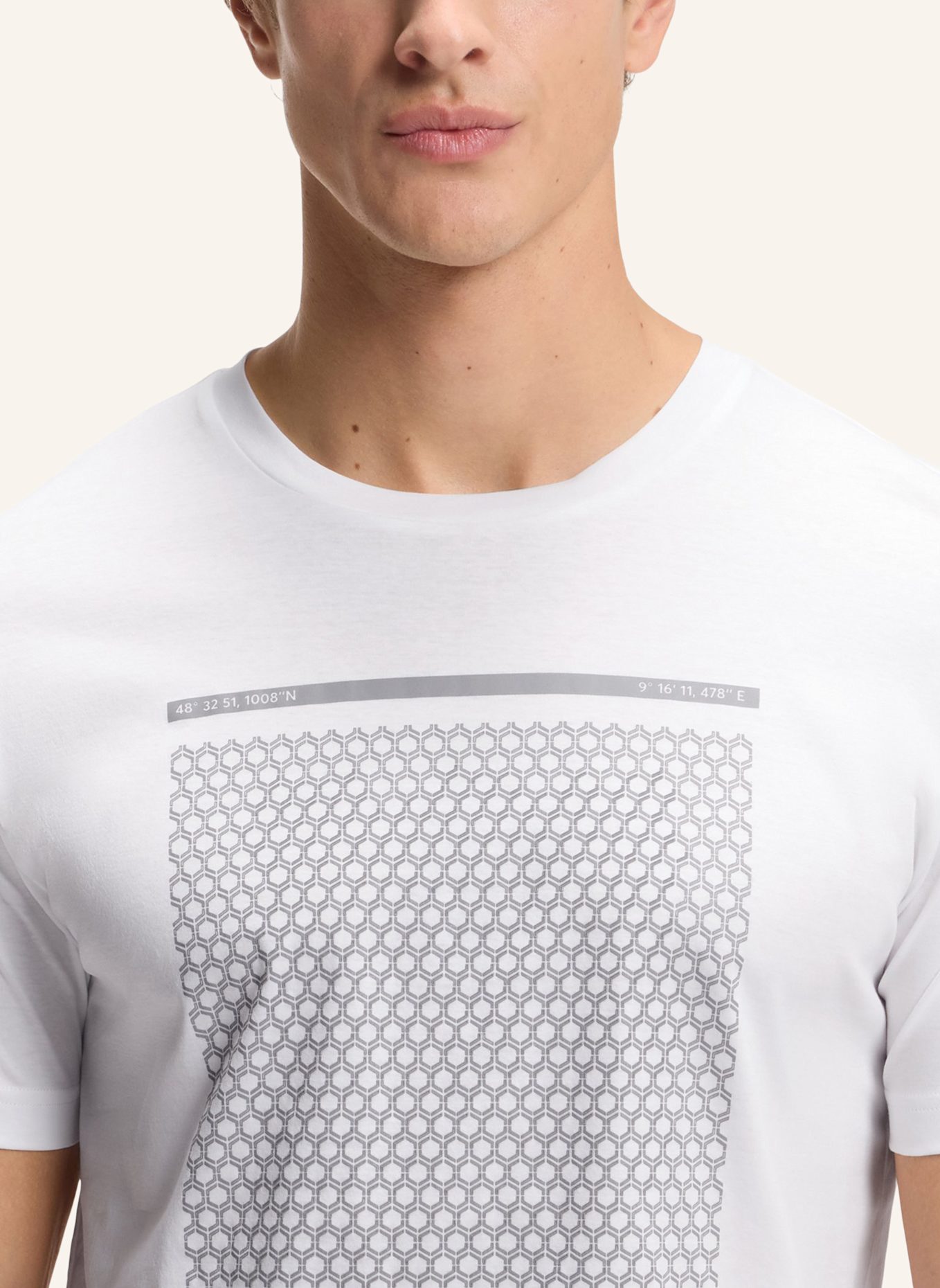 BOSS T-Shirt TS_TOUR PRINT Regular Fit: WEISS