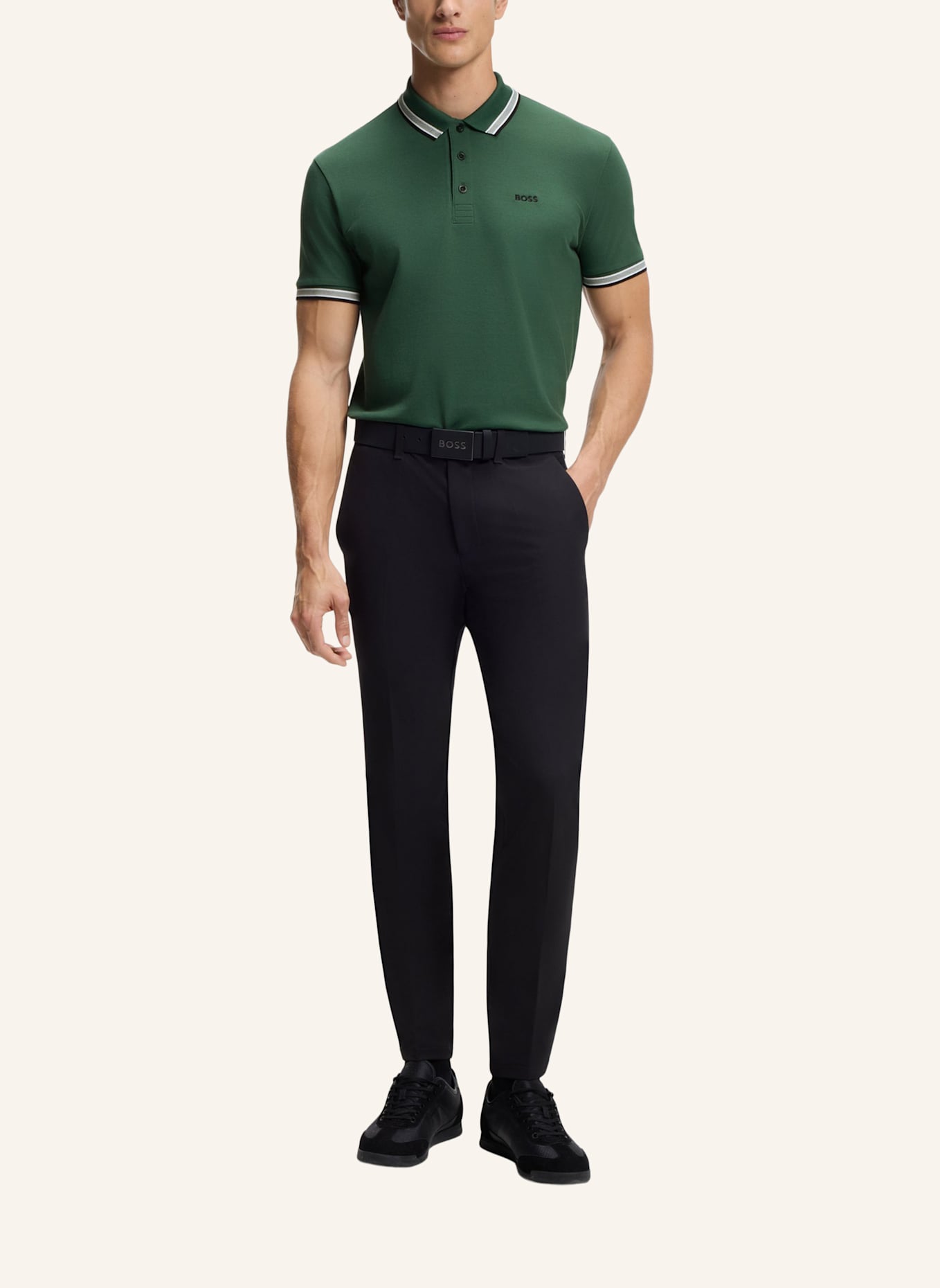 BOSS Piqué-Poloshirt PADDY CURVED Regular Fit: GRÜN