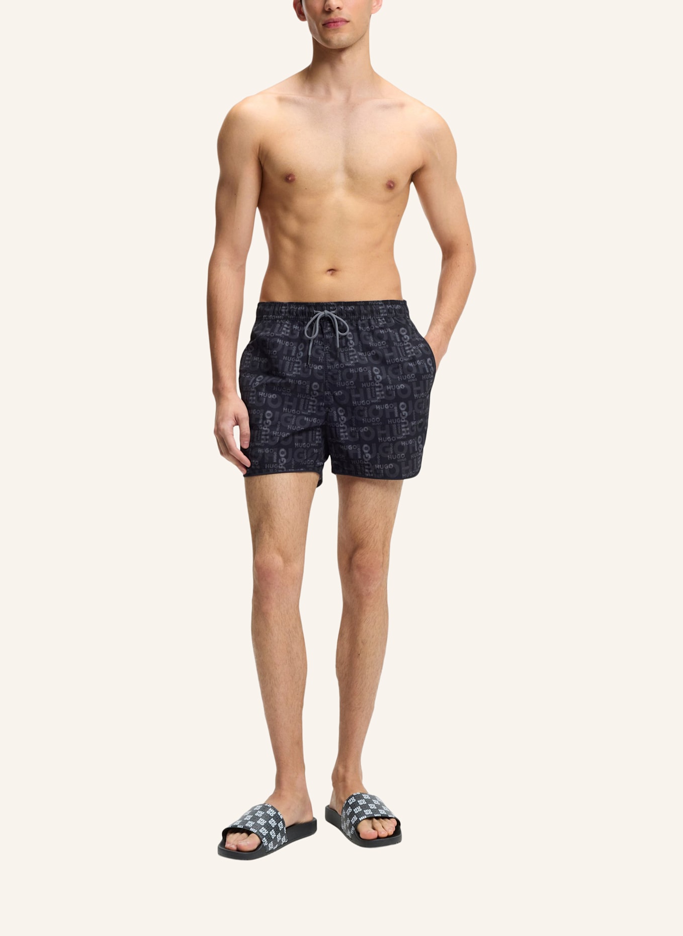 HUGO Sandale TIMEIN_SLID_CHKMN: SCHWARZ