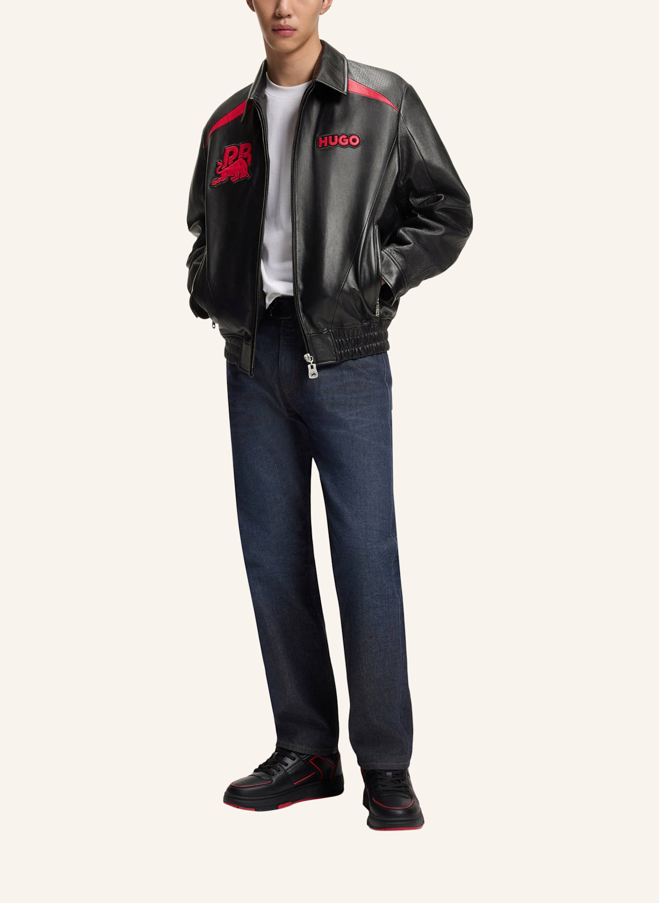 HUGO Lederjacke LUGOR_RB: SCHWARZ