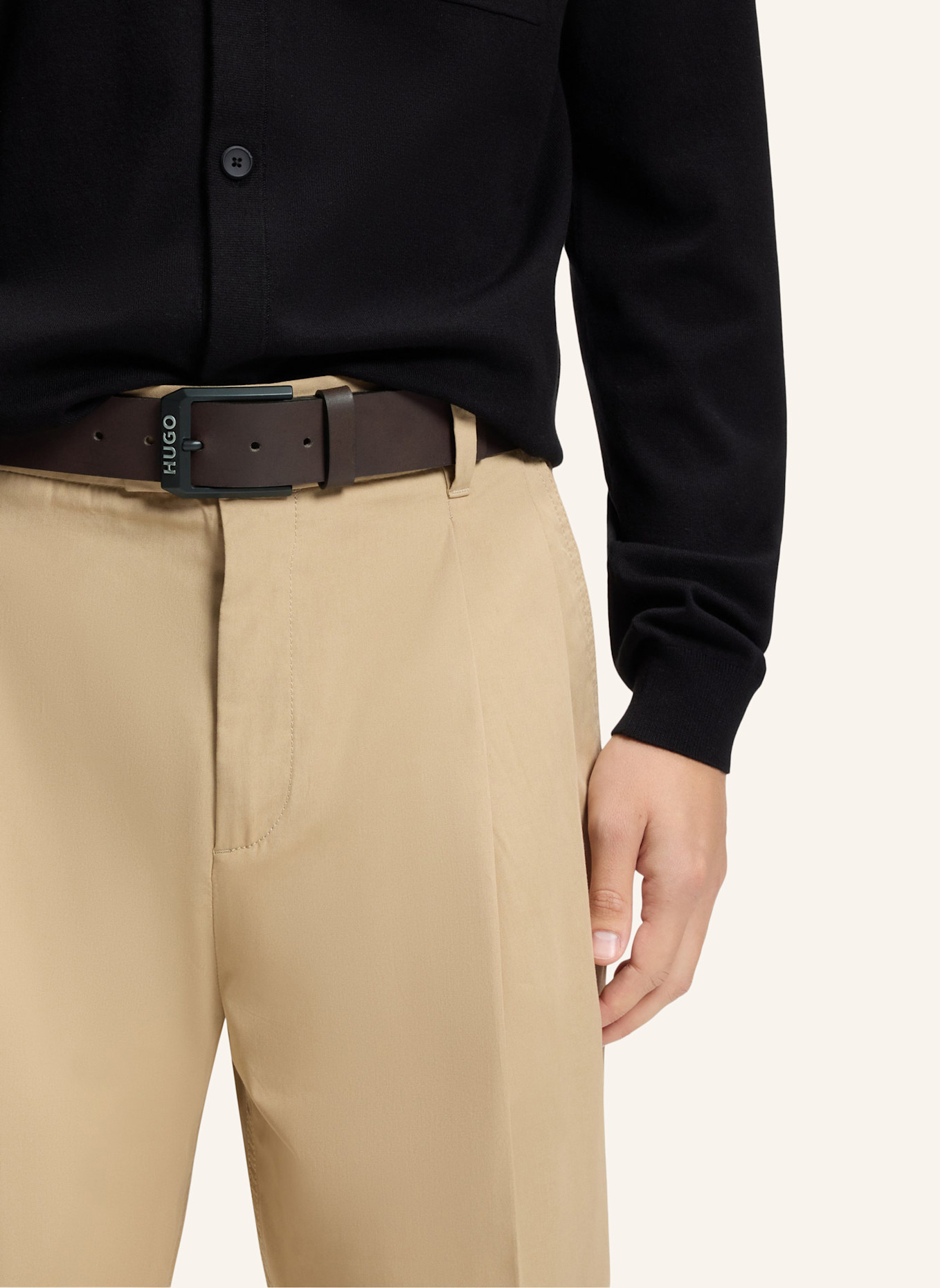 HUGO Ledergürtel GELIO: DUNKELBRAUN